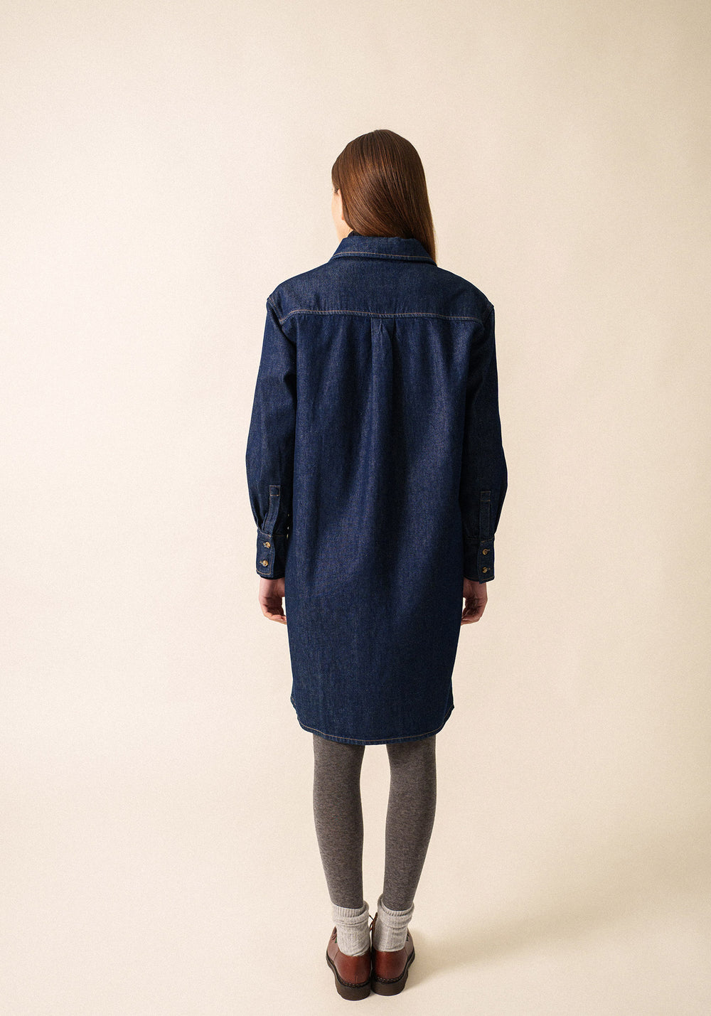 Vestido camisero vaquero Roxane - con costuras en contraste (JEAN)