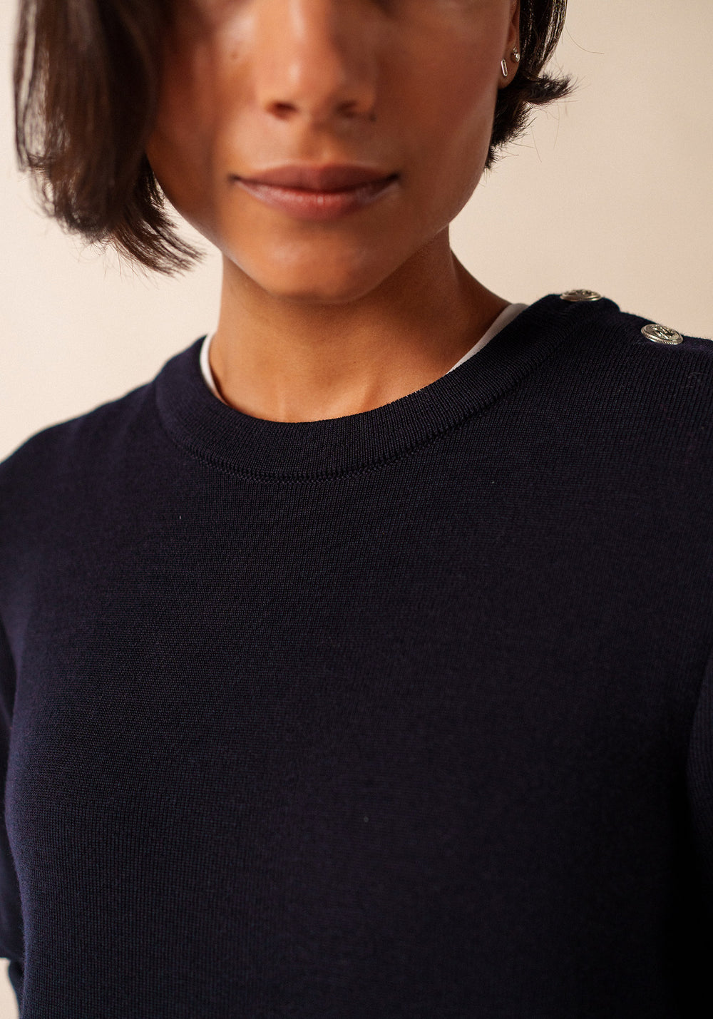 Vestido largo de punto Marée - liso, en lana (NAVY)