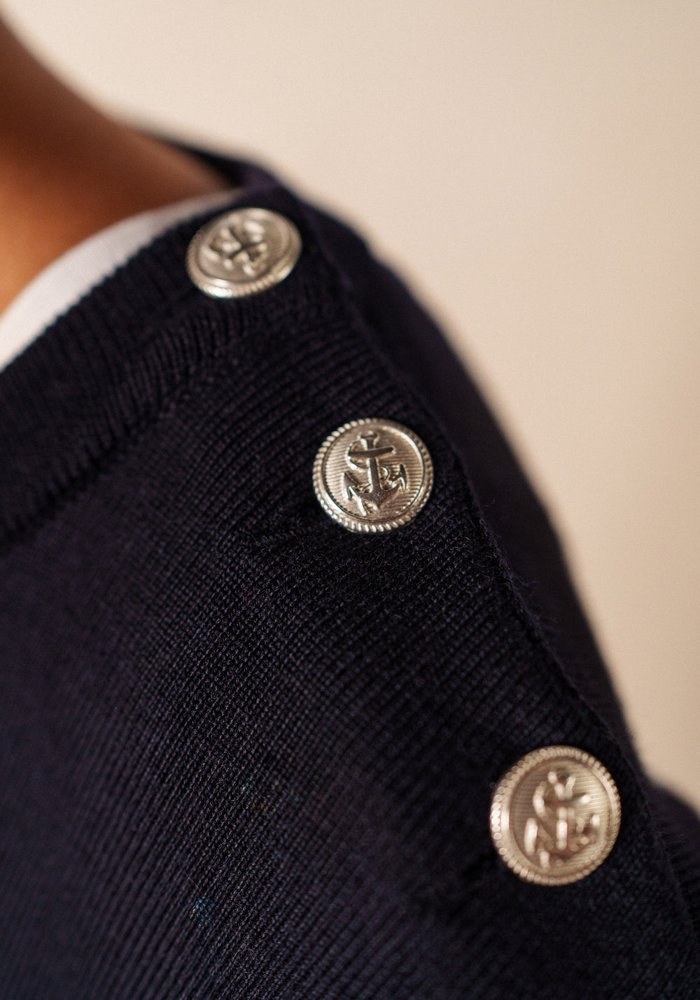 Vestido largo de punto Marée - liso, en lana (NAVY)