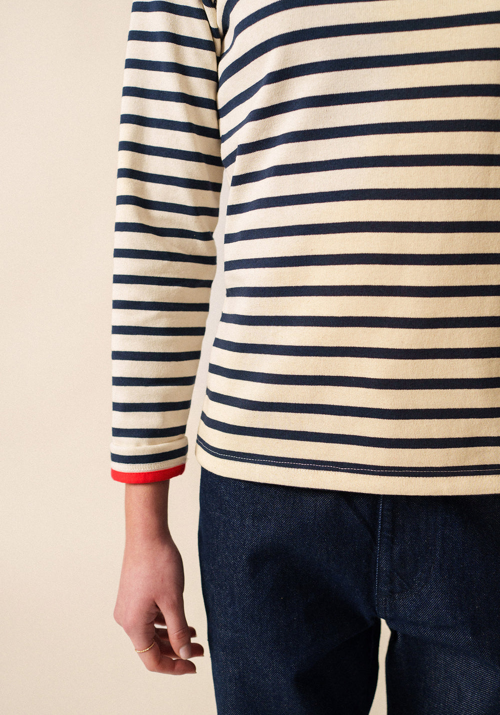 Camisa Méridame Cœur Breton (ECRU/MARINE/TULIPE)