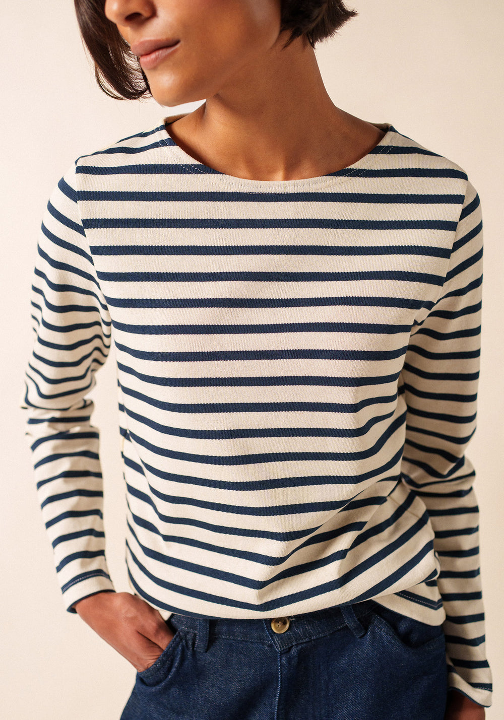 Camisa Méridame Breton (ECRU/MARINE)