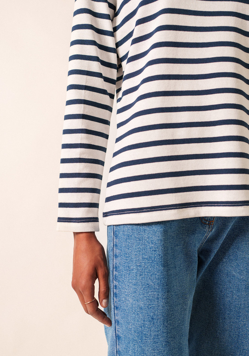 Camisa bretona Méridame (NEIGE/MARINE)