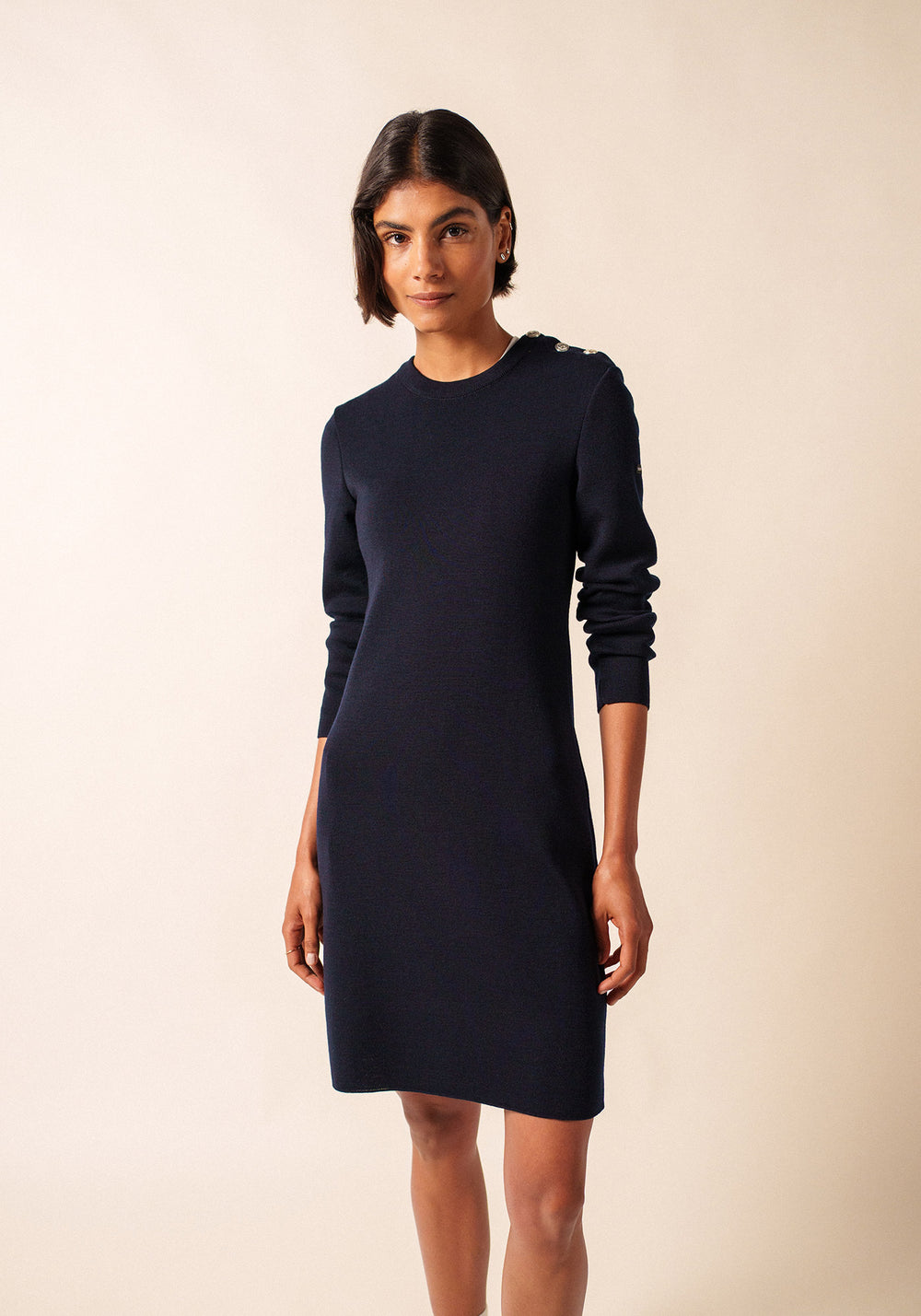 Vestido de jersey Grande Marée - liso, de lana (NAVY)