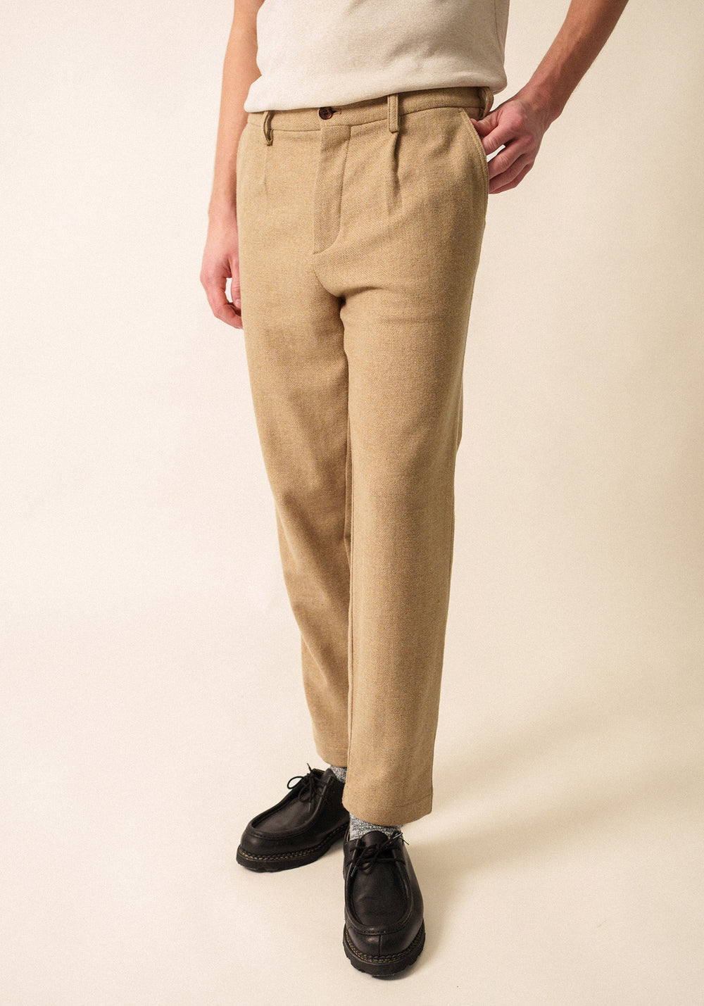Pantalones de franela Andreas - corte recto (BEIGE FONCE)