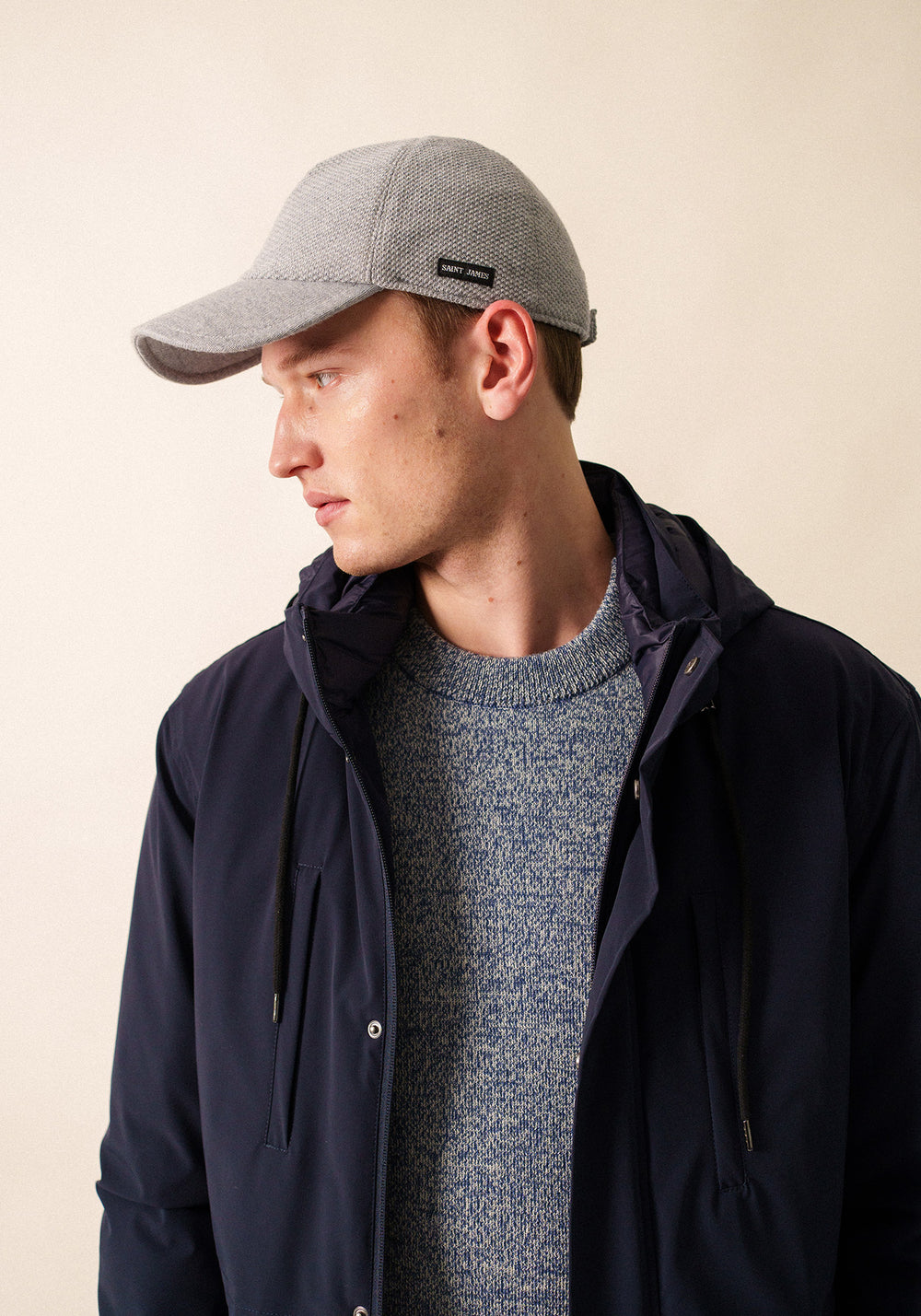 Gorro de punto - en mezcla de lana (GRIS)