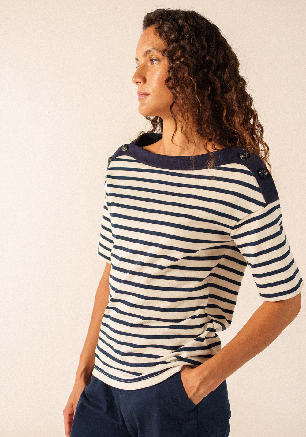 Camisa a rayas Geri Sailor x Isabelle Ballu (ECRU/MARINE/NAVY)
