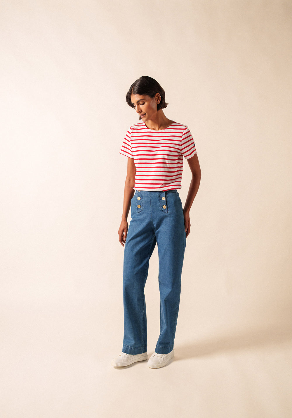 Camisa bretona Etrille (NEIGE/TULIPE)