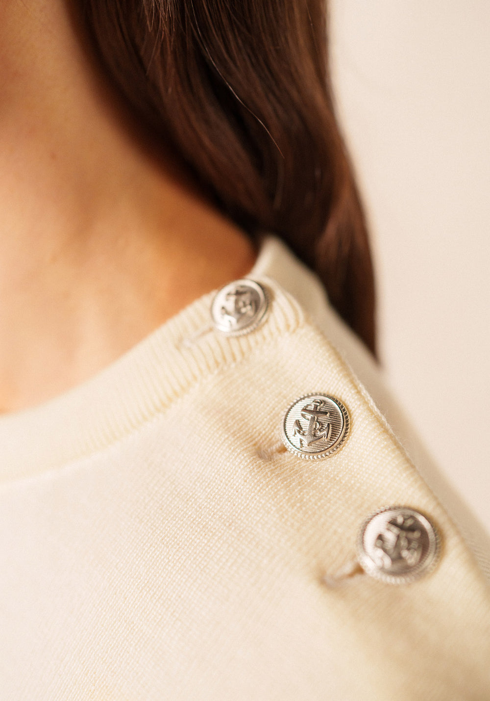 Jersey marinero auténtico a rayas Marée - slim fit, en lana (ECUME/TULIPE)