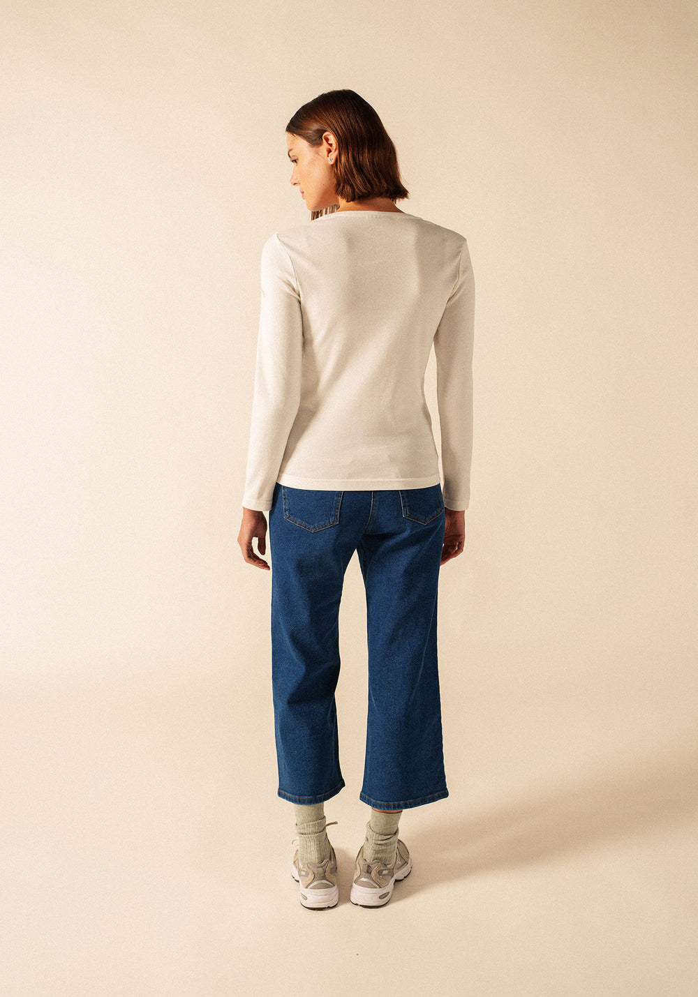 Camiseta de manga larga Celina - cuello redondo, en algodón (ECUME)