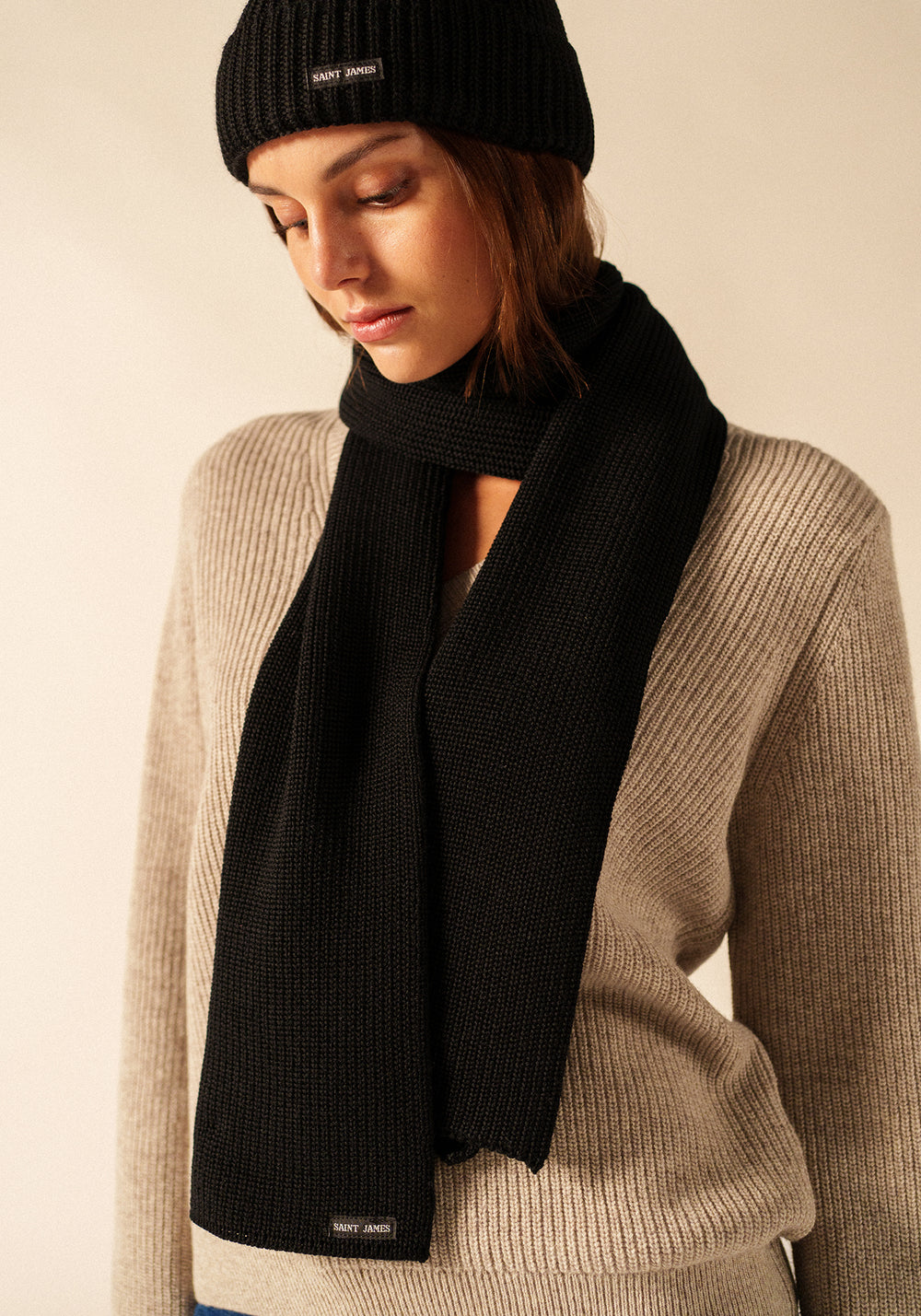 Bufanda canoa - en punto liso (NOIR)