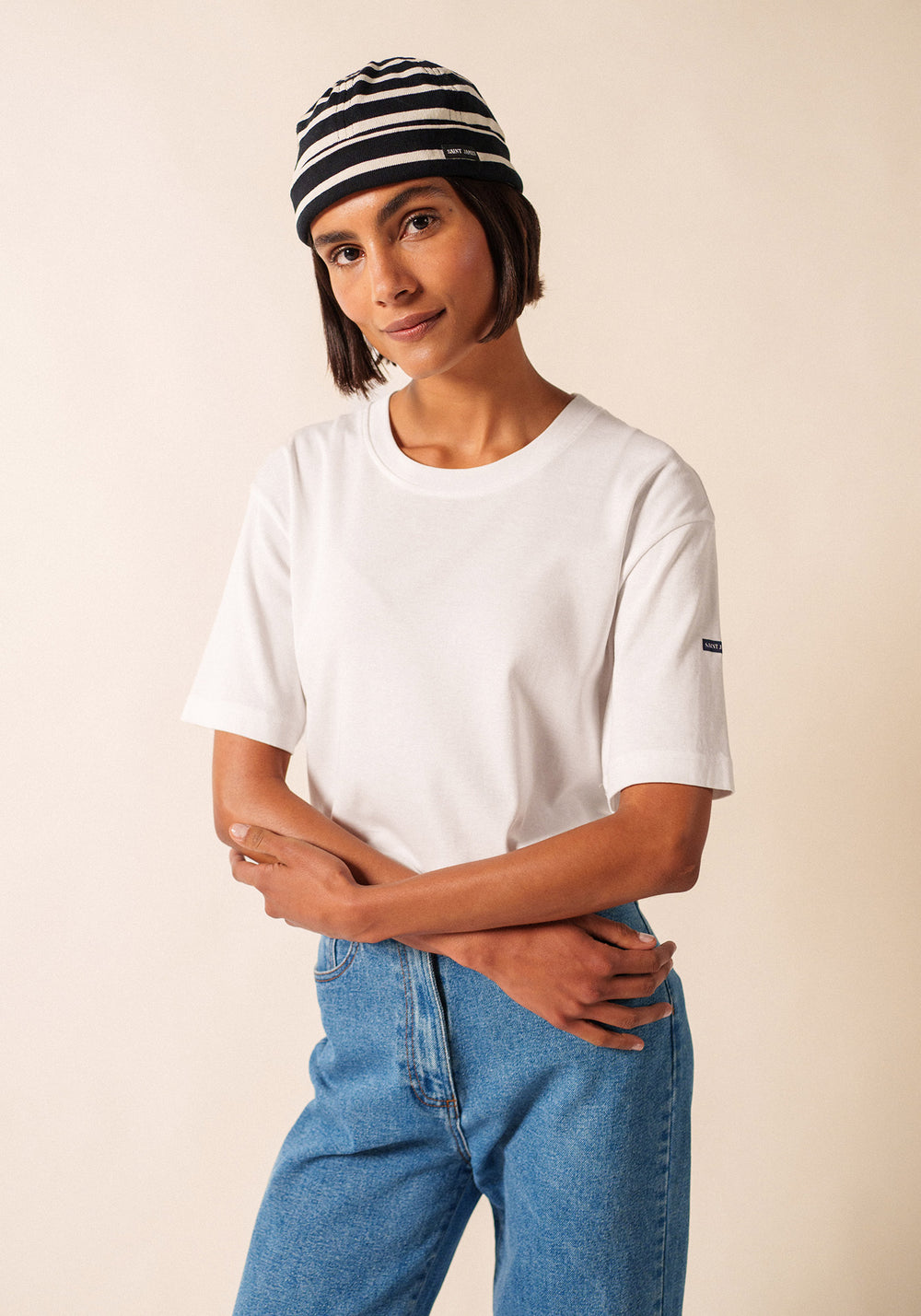 Sombrero de cubierta Miki Meridien - a rayas, de algodón grueso (NOIR/ECRU)