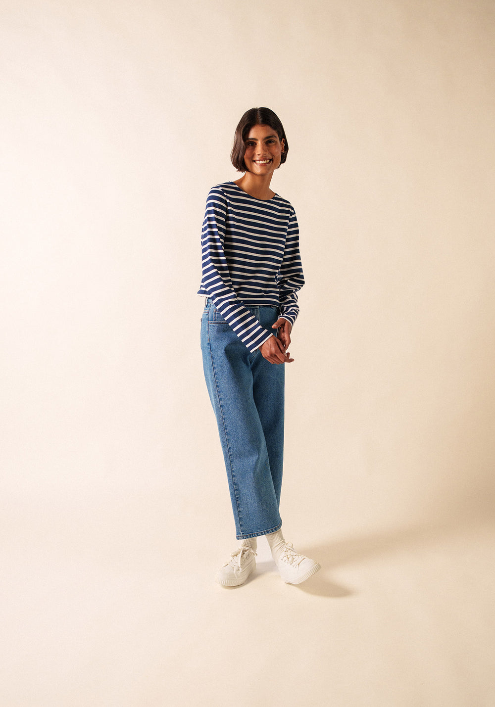 Camisa bretona Minquiers (MARINE/NEIGE)