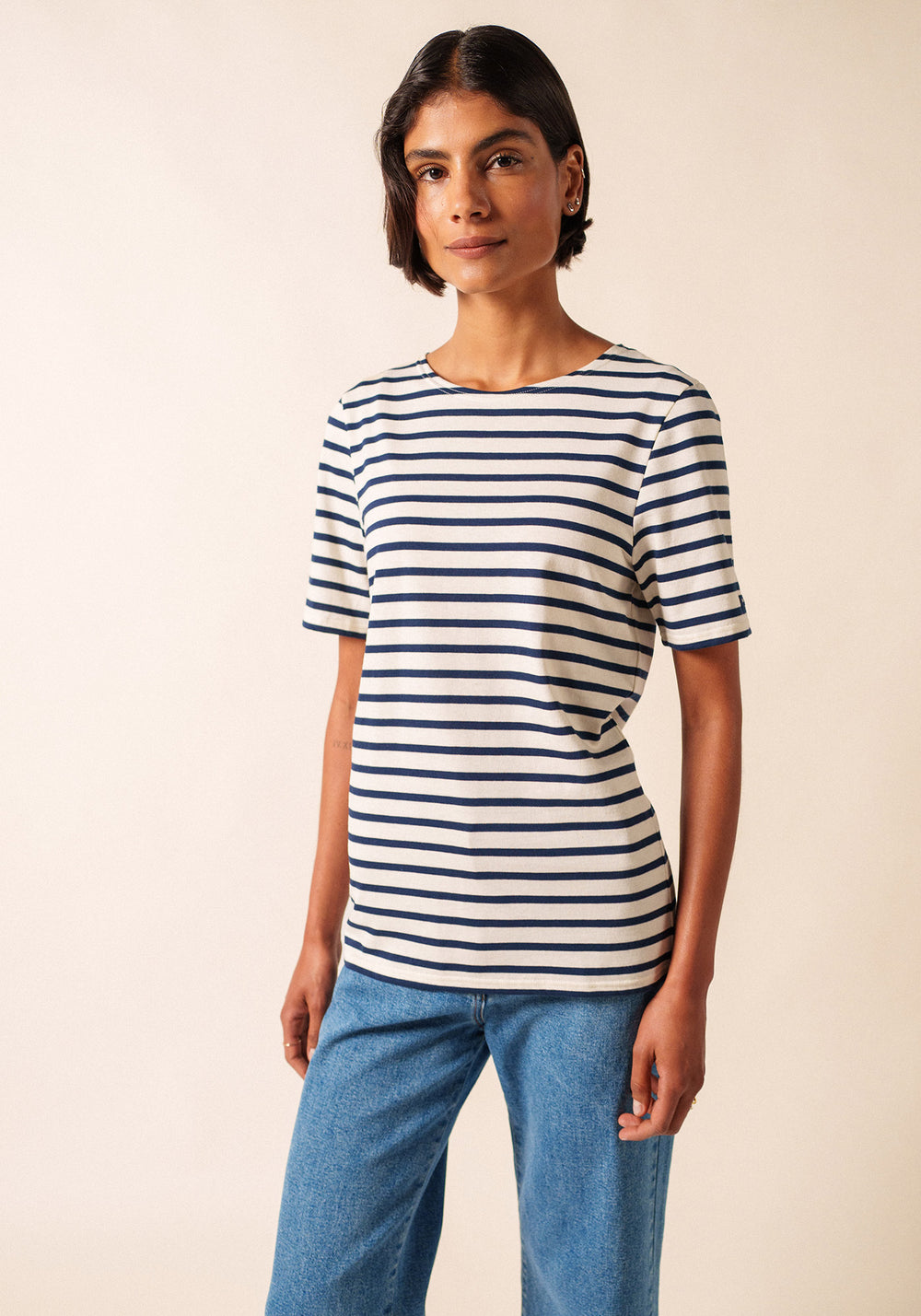 Camisa bretona levantina (ECRU/MARINE)