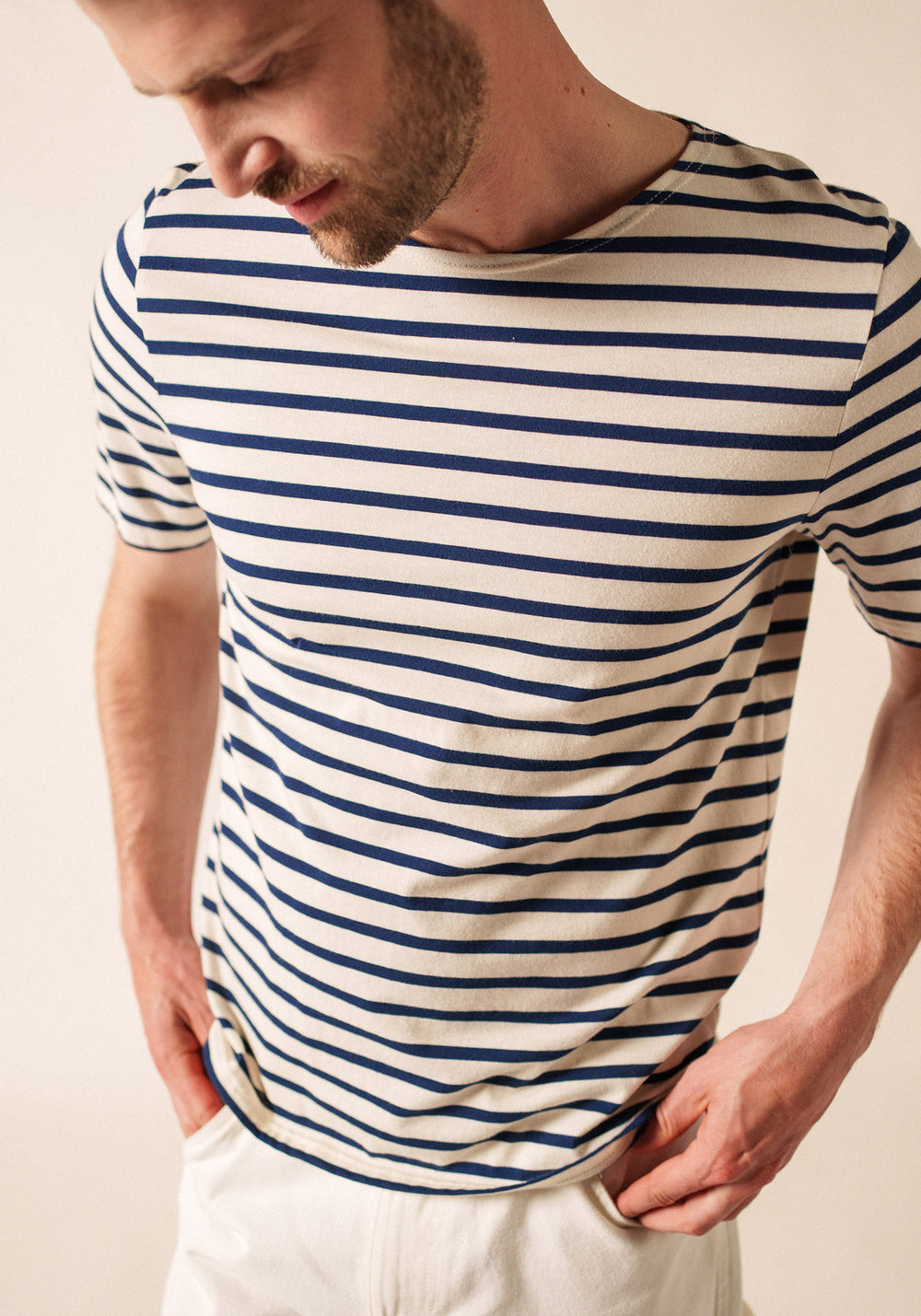 Camisa bretona levantina (ECRU/MARINE)