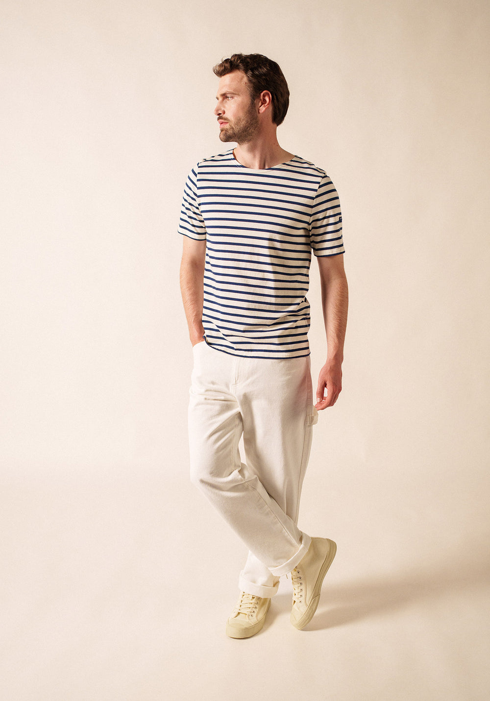 Camisa bretona levantina (ECRU/MARINE)