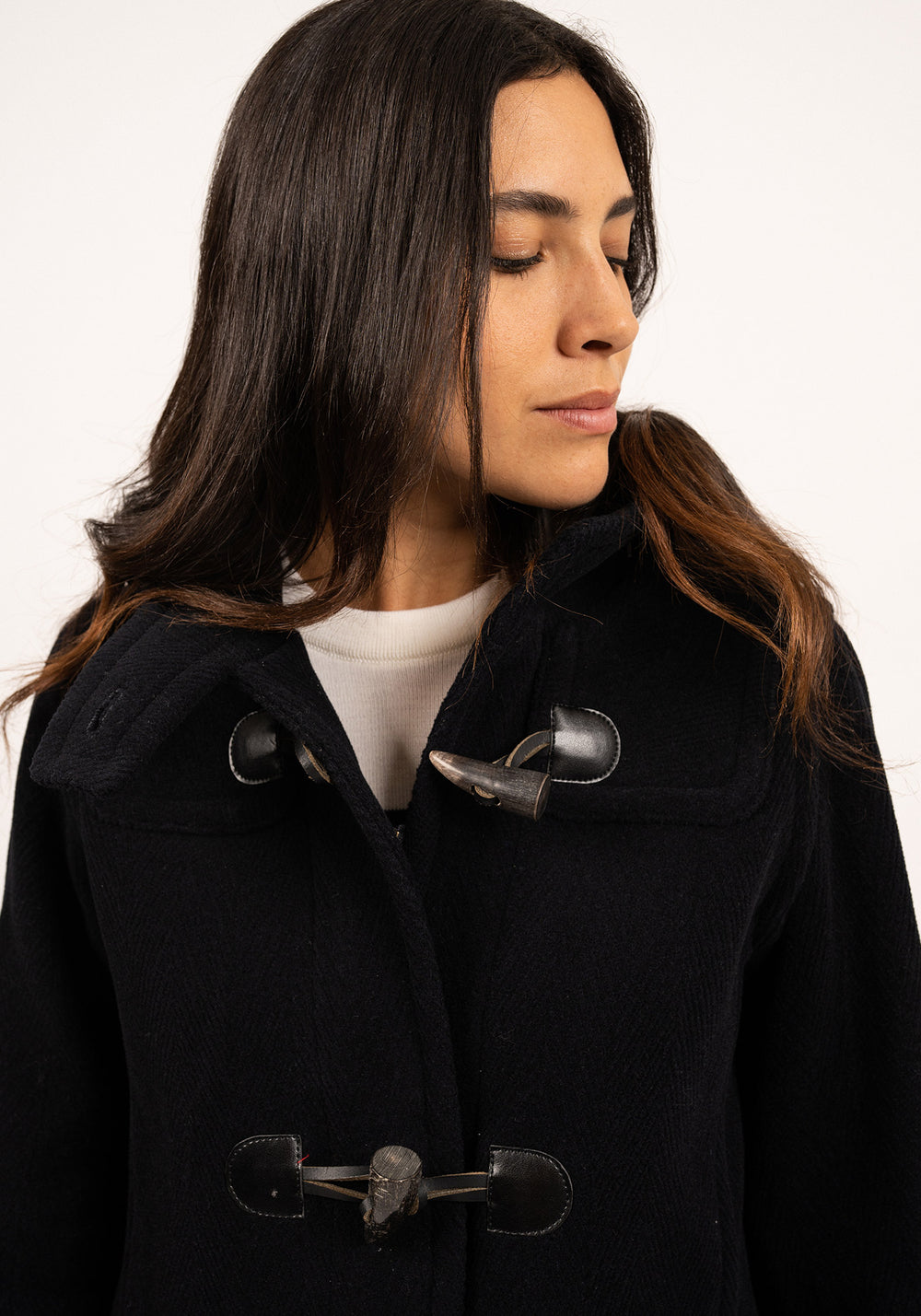 Abrigo clásico Venus - de lana, con diseño en espiga (NAVY)