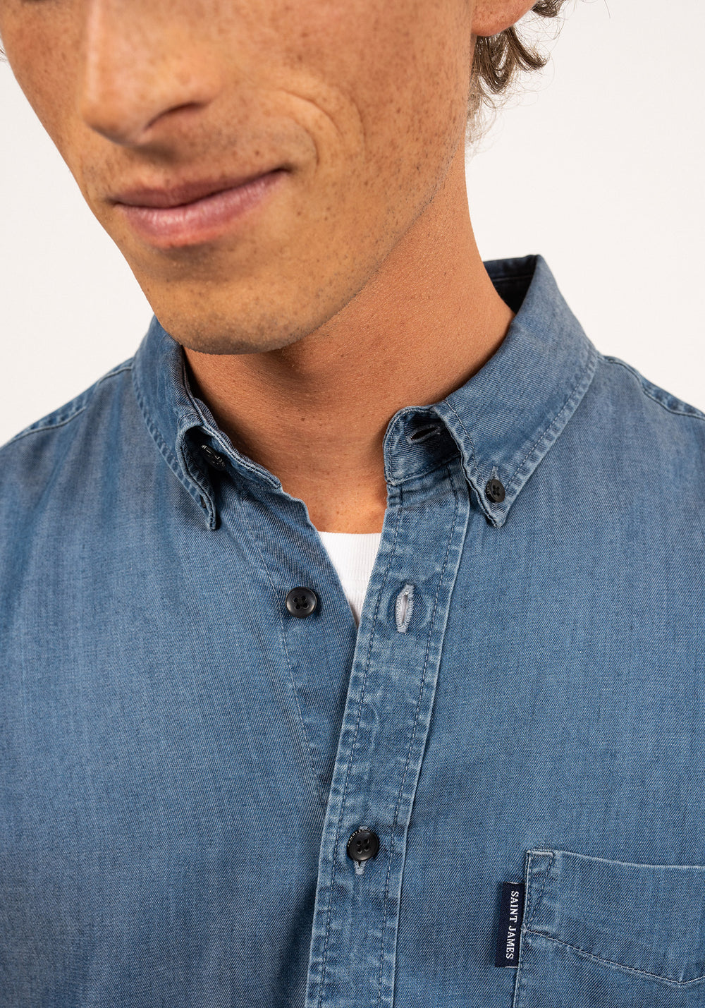 Camisa de manga larga Frederic - regular fit, en chambray (CHAMBRAY)