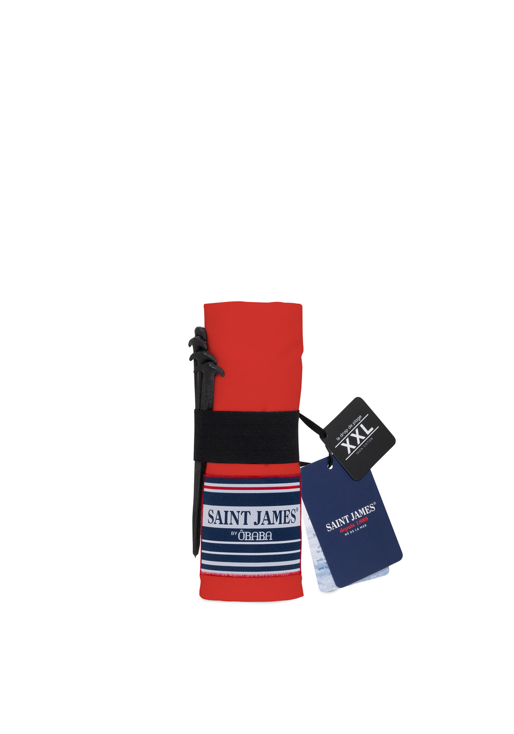 Toalla de playa XXL en algodón - SAINT JAMES x ÔBABA (ROUGE)
