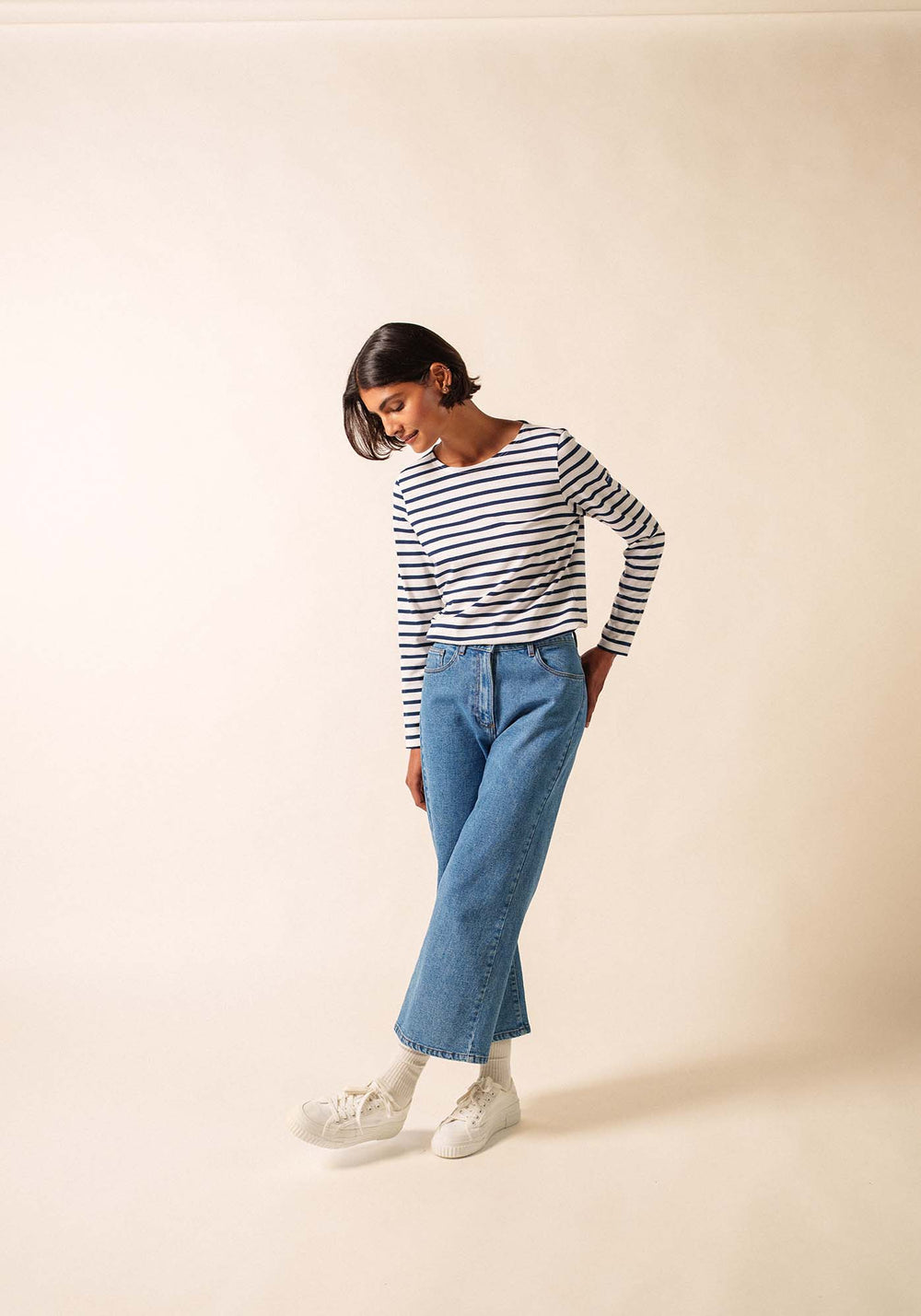 Camisa bretona Minquidame (NEIGE/MARINE)