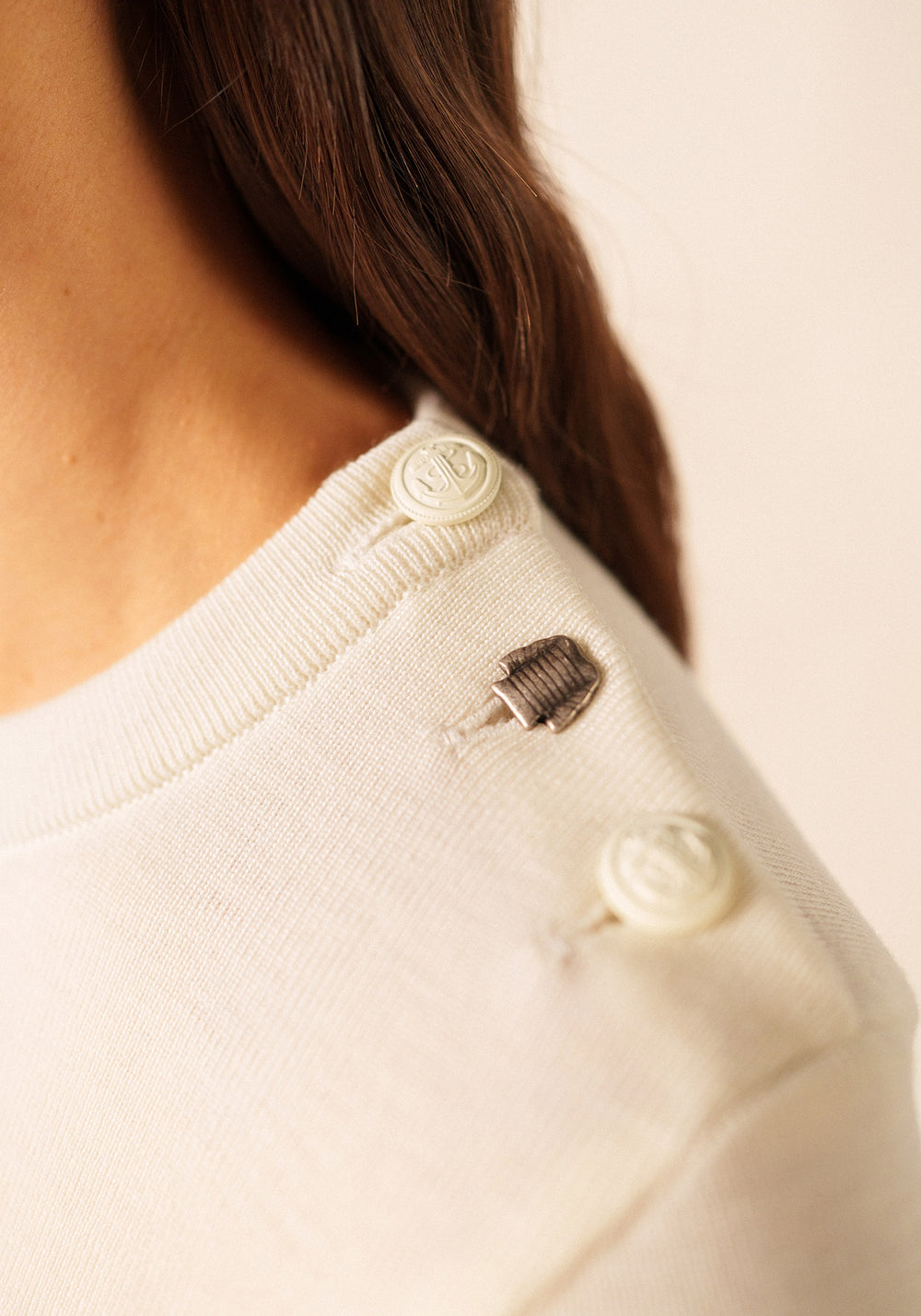 Jersey marinero de rayas Brégançon - con codos en contraste (BLANC/NAVY/NAVY)