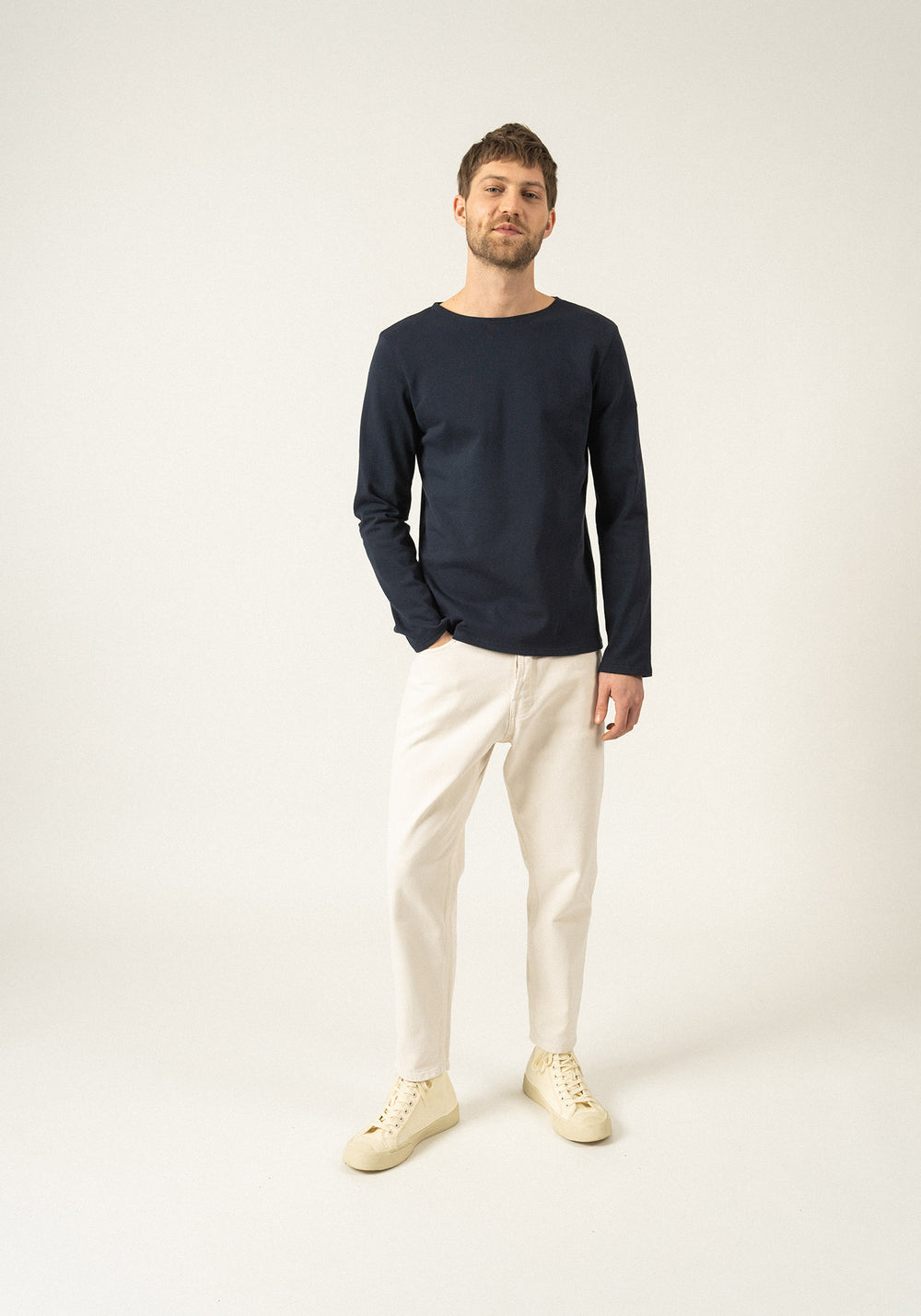 Camisa bretona con parches Méridien (AZUL MARINO/ECRU/AZUL MARINO)