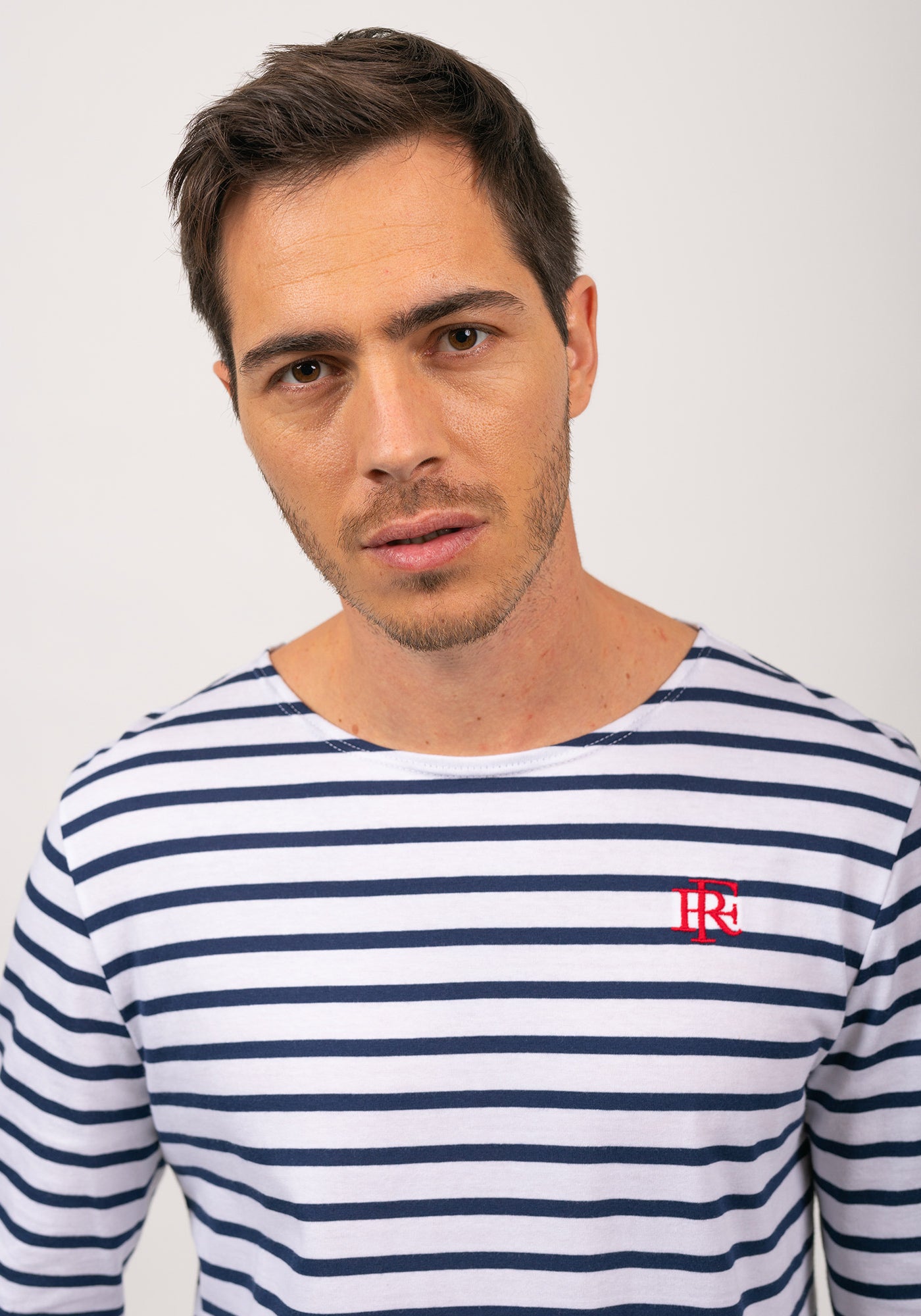 Camisa bretona Minquiers x l'Elysée (NEIGE/MARINE)