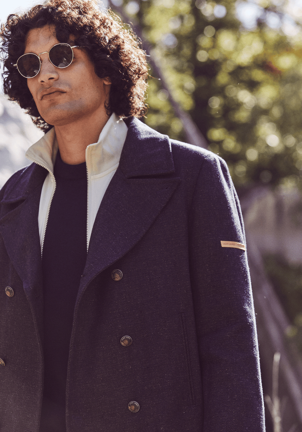 Chaquetón Héritage para hombre en lana Merino - SAINT JAMES x Atelier Tuffery (INDIGO/CHANVRE)