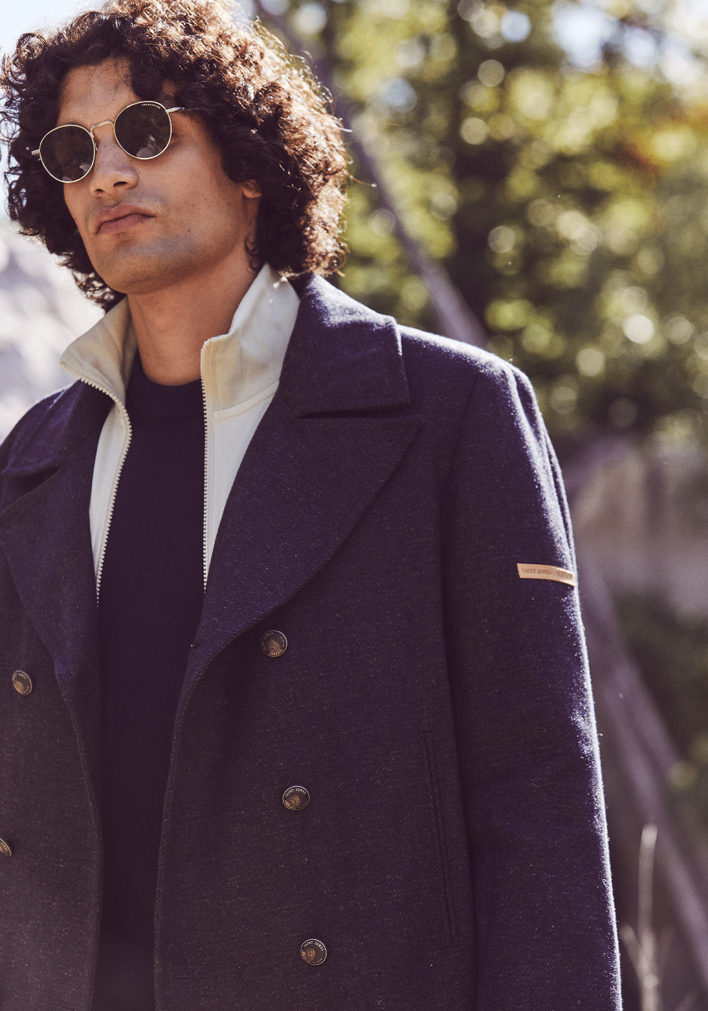 Chaquetón Héritage para hombre en lana Merino - SAINT JAMES x Atelier Tuffery (INDIGO/CHANVRE)