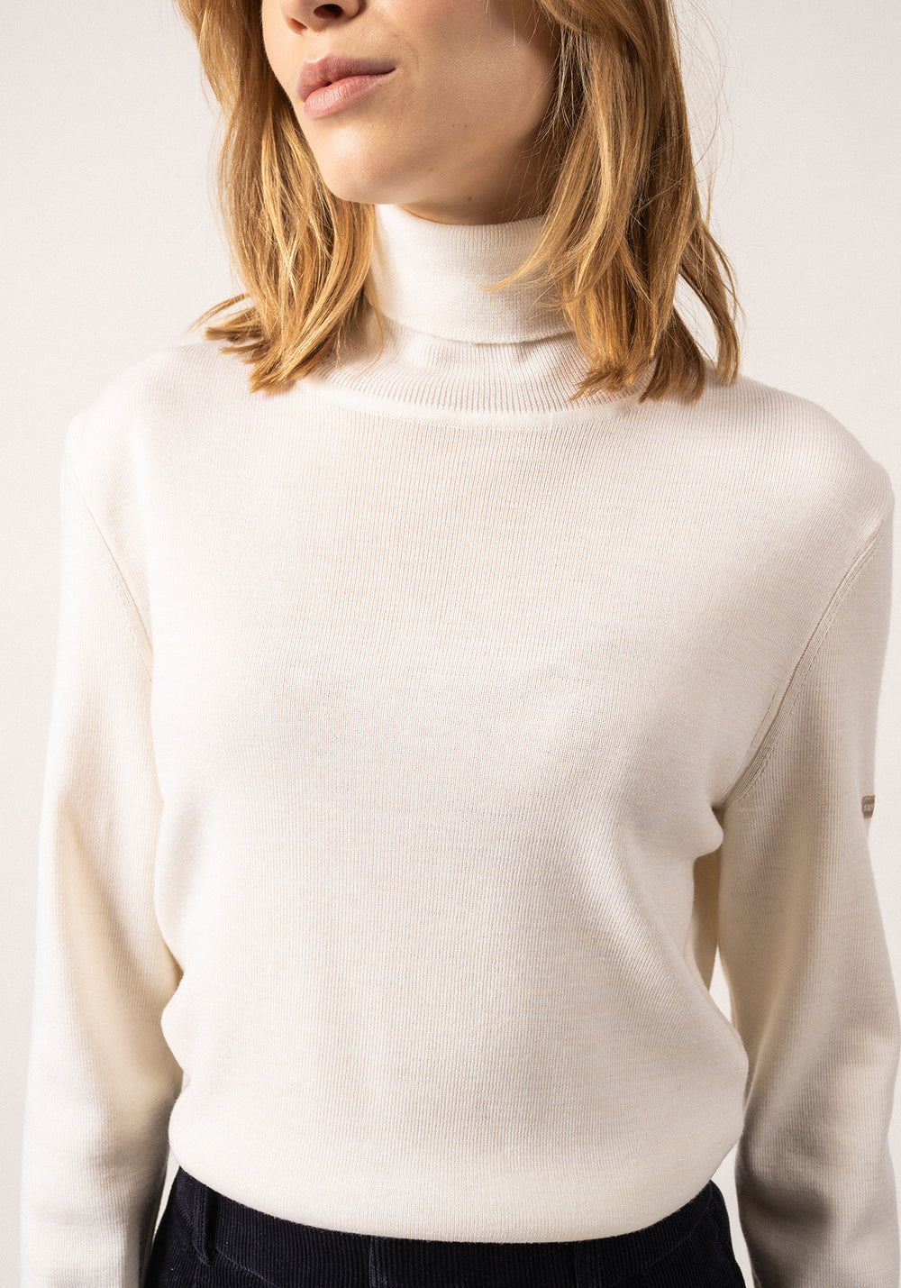 Houat jersey de cuello alto - en lana (BLANC)