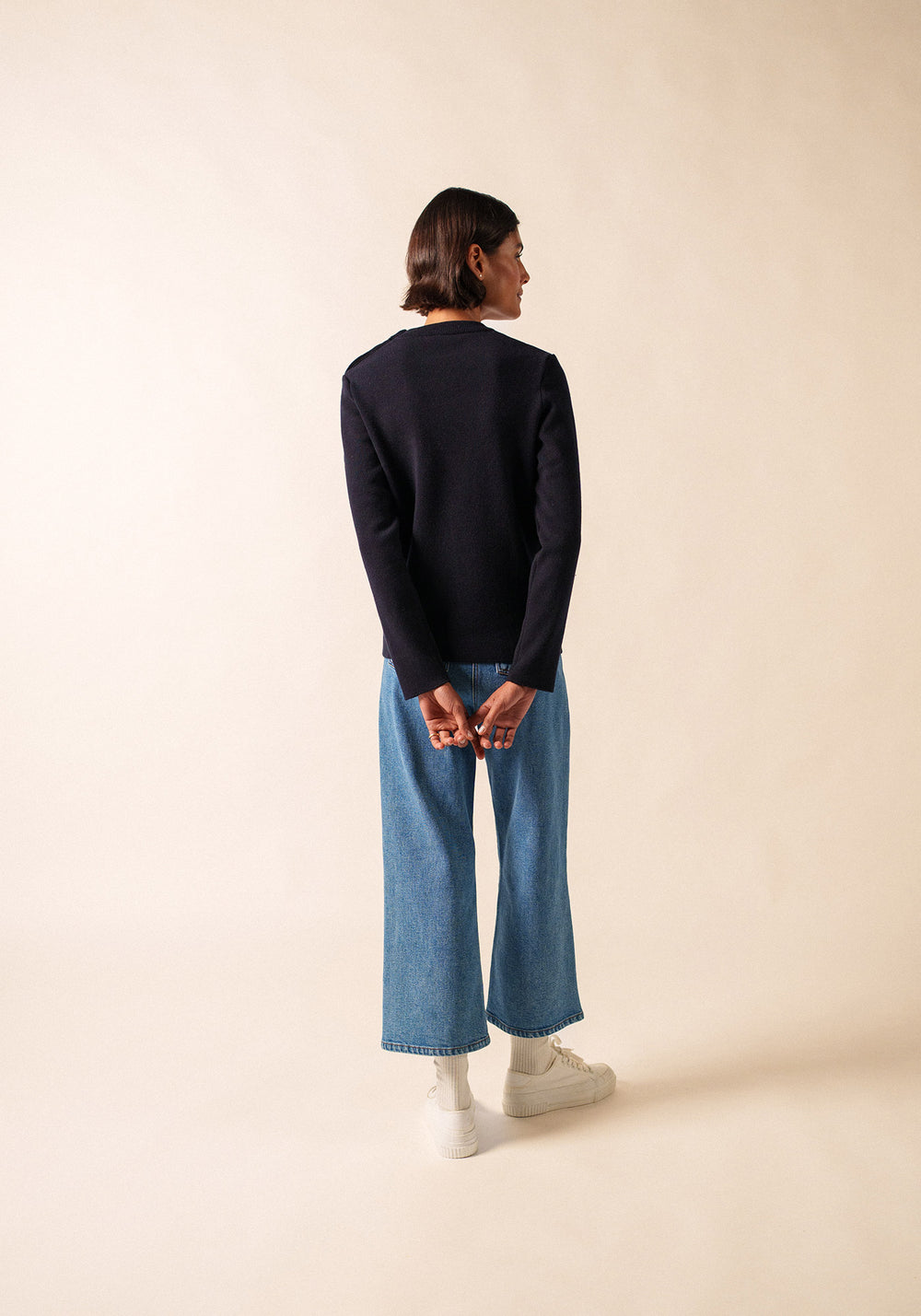 Jersey marinero liso Brégançon - en cachemira (NAVY)