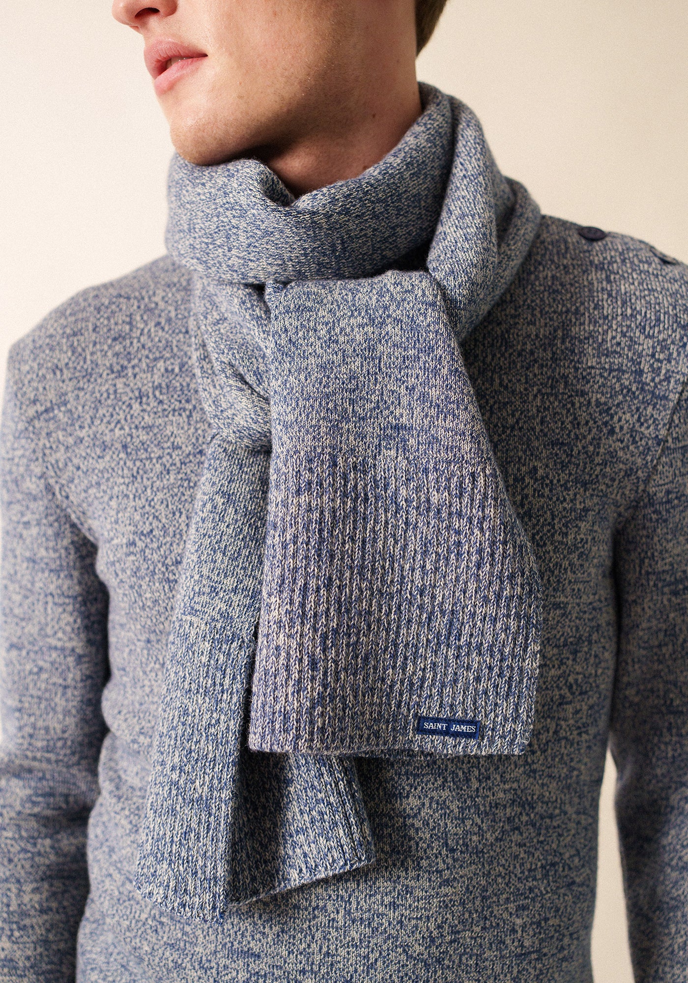 Bufanda de lana Bréauté - SAINT JAMES 48N1W (JEAN/ECRU)