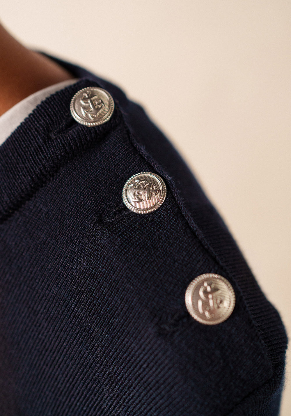 Vestido largo de punto Marée - a rayas, en lana (NAVY/ECUME)