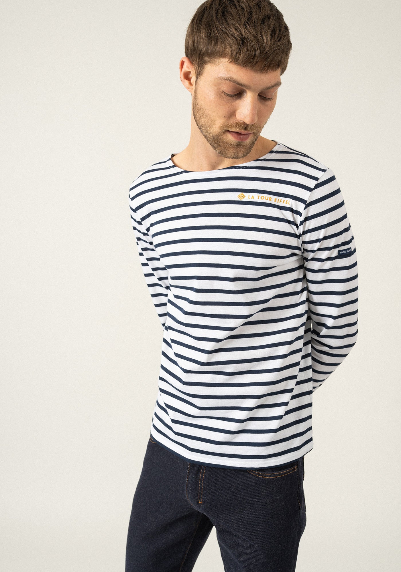 Camisa bretona Minquiers x La Torre Eiffel (NEIGE/MARINE)