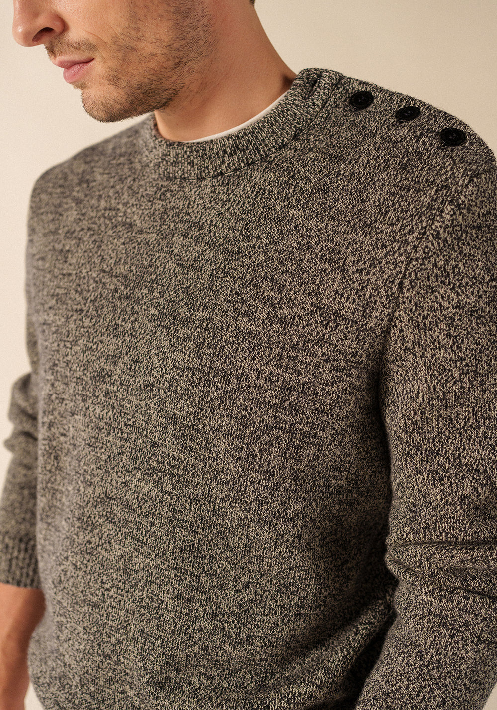 Cancale Mélange Jumper - de lana (NAVY/ECRU)