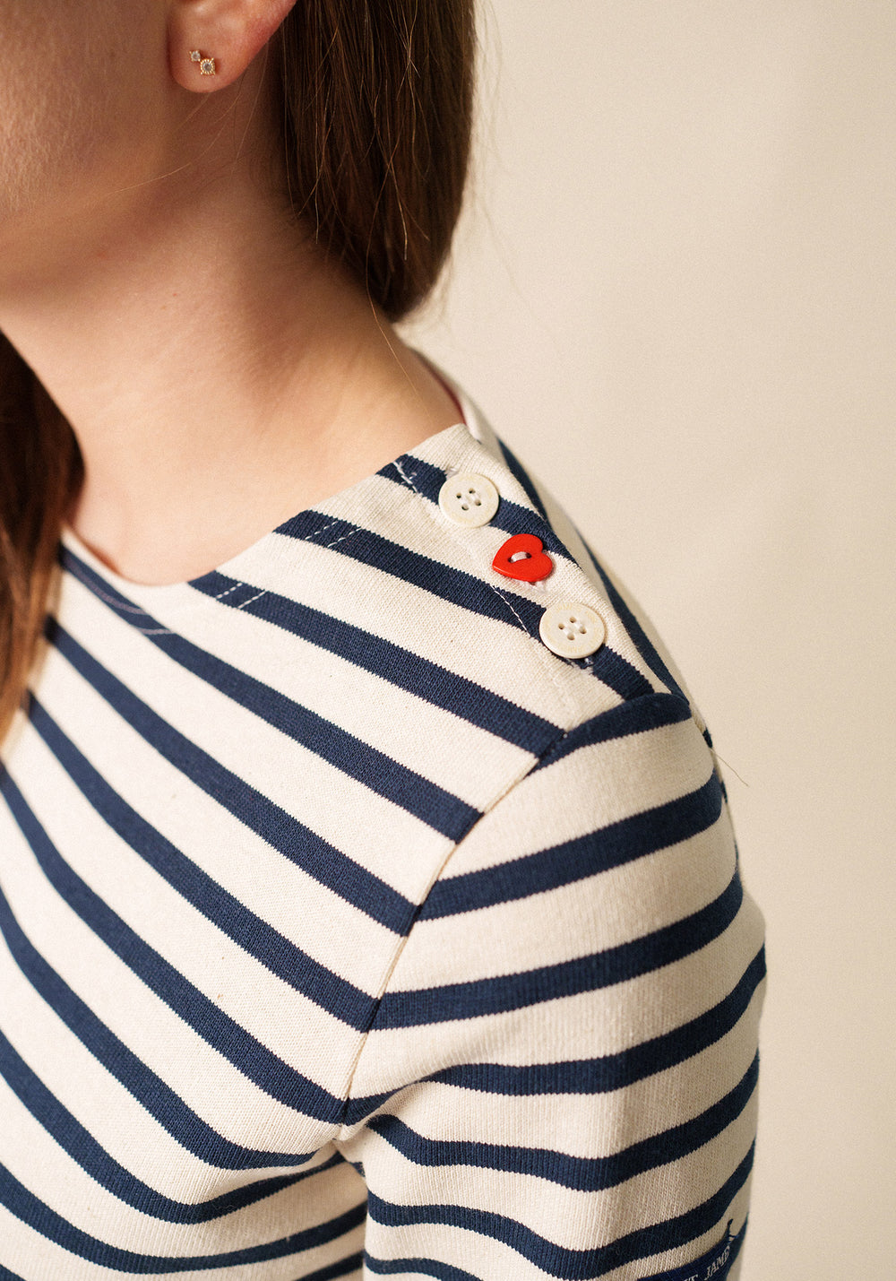 Camisa Méridame Cœur Breton (ECRU/MARINE/TULIPE)