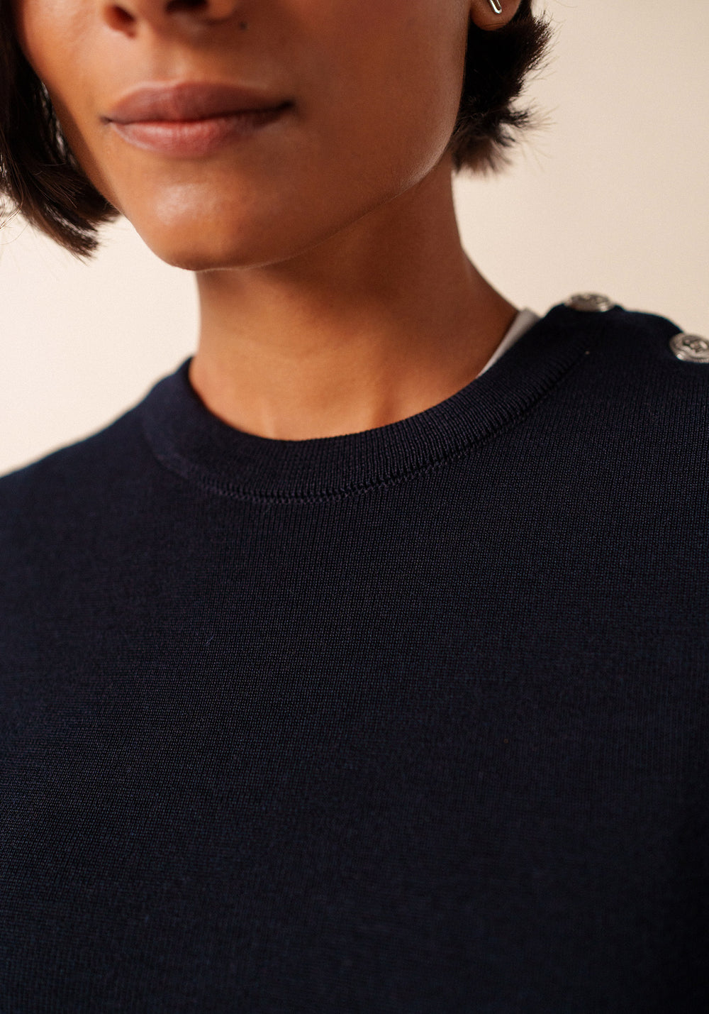 Vestido de jersey Grande Marée - liso, de lana (NAVY)