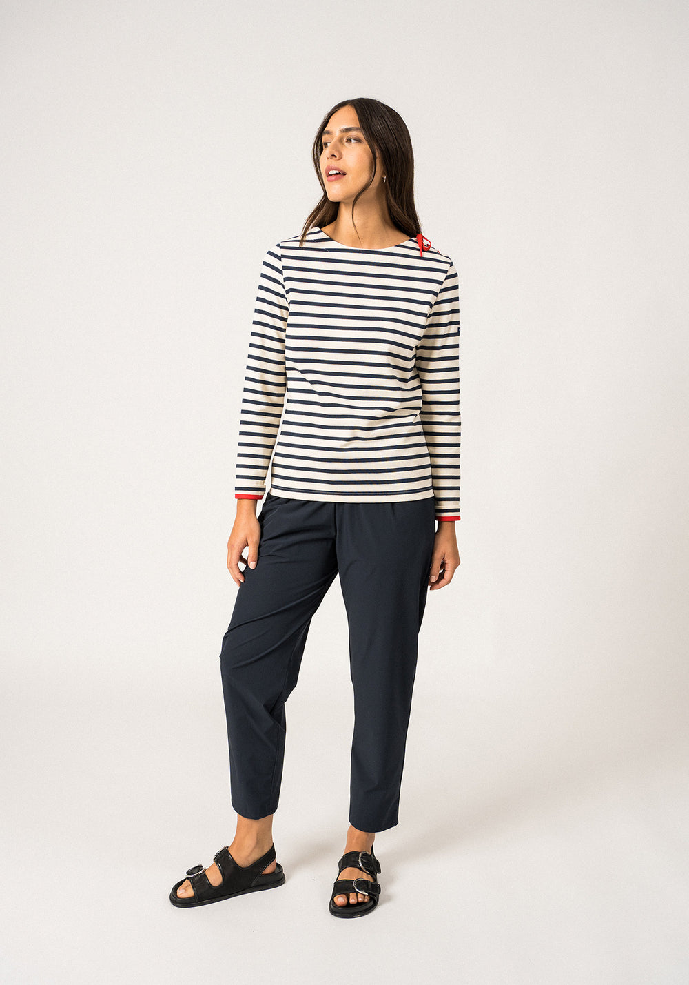 Camisa bretona Cavalaire (ECRU/MARINE/TULIPE)