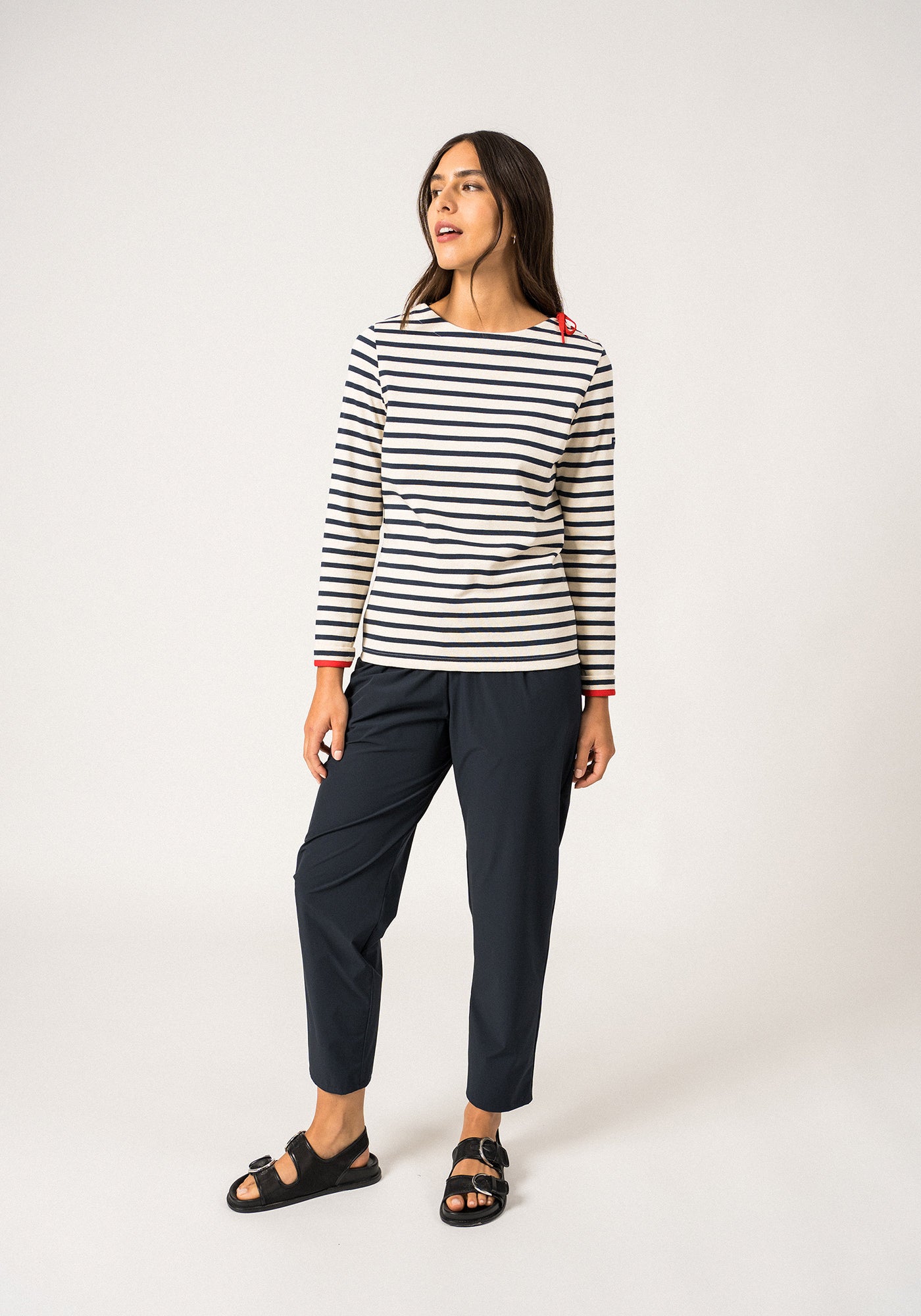 Camisa bretona Cavalaire (ECRU/MARINE/TULIPE)