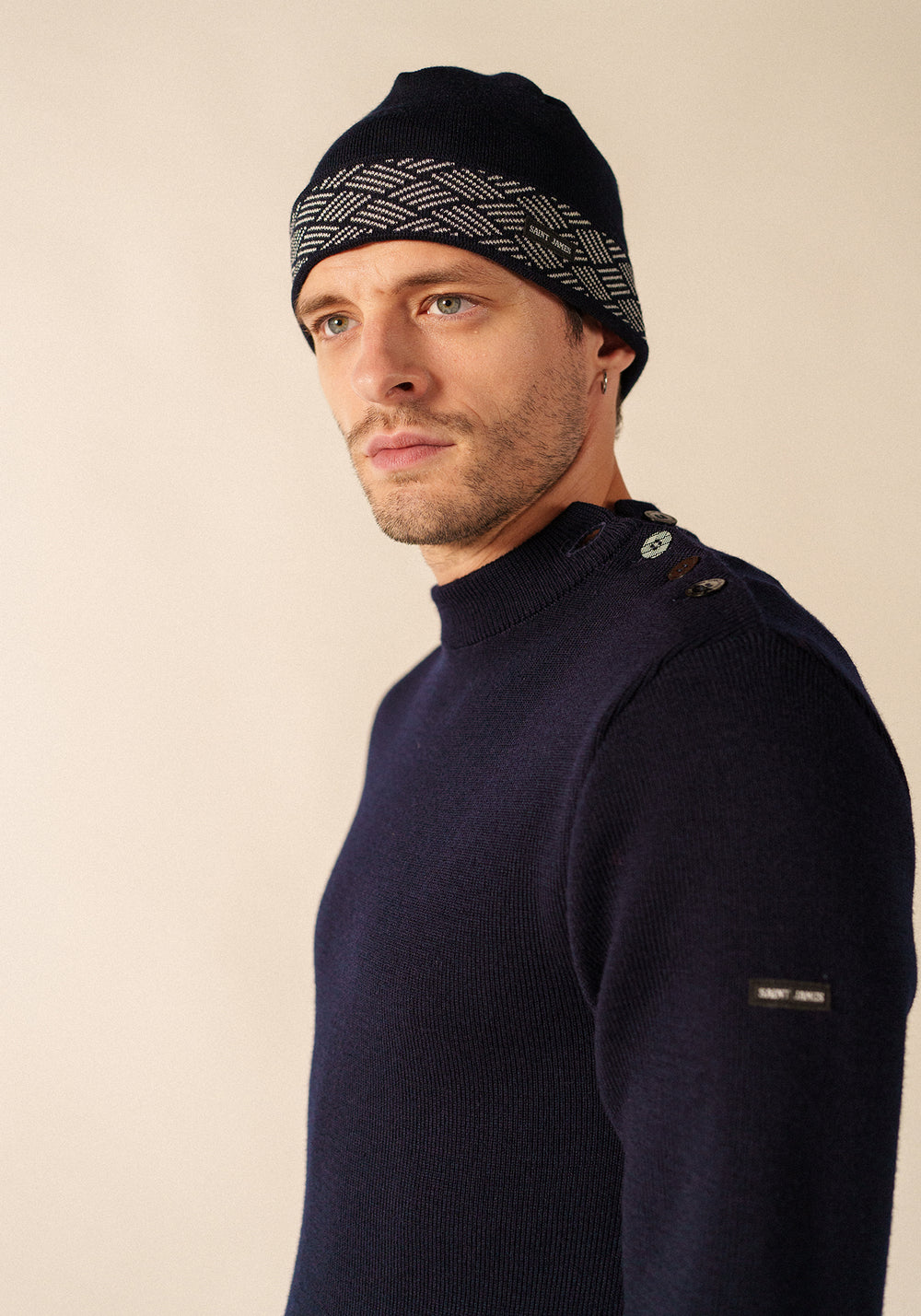 Gorro estampado Equipage - en lana (NAVY/BLANC)