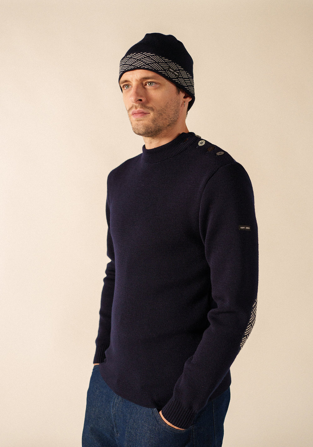 Gorro estampado Equipage - en lana (NAVY/BLANC)