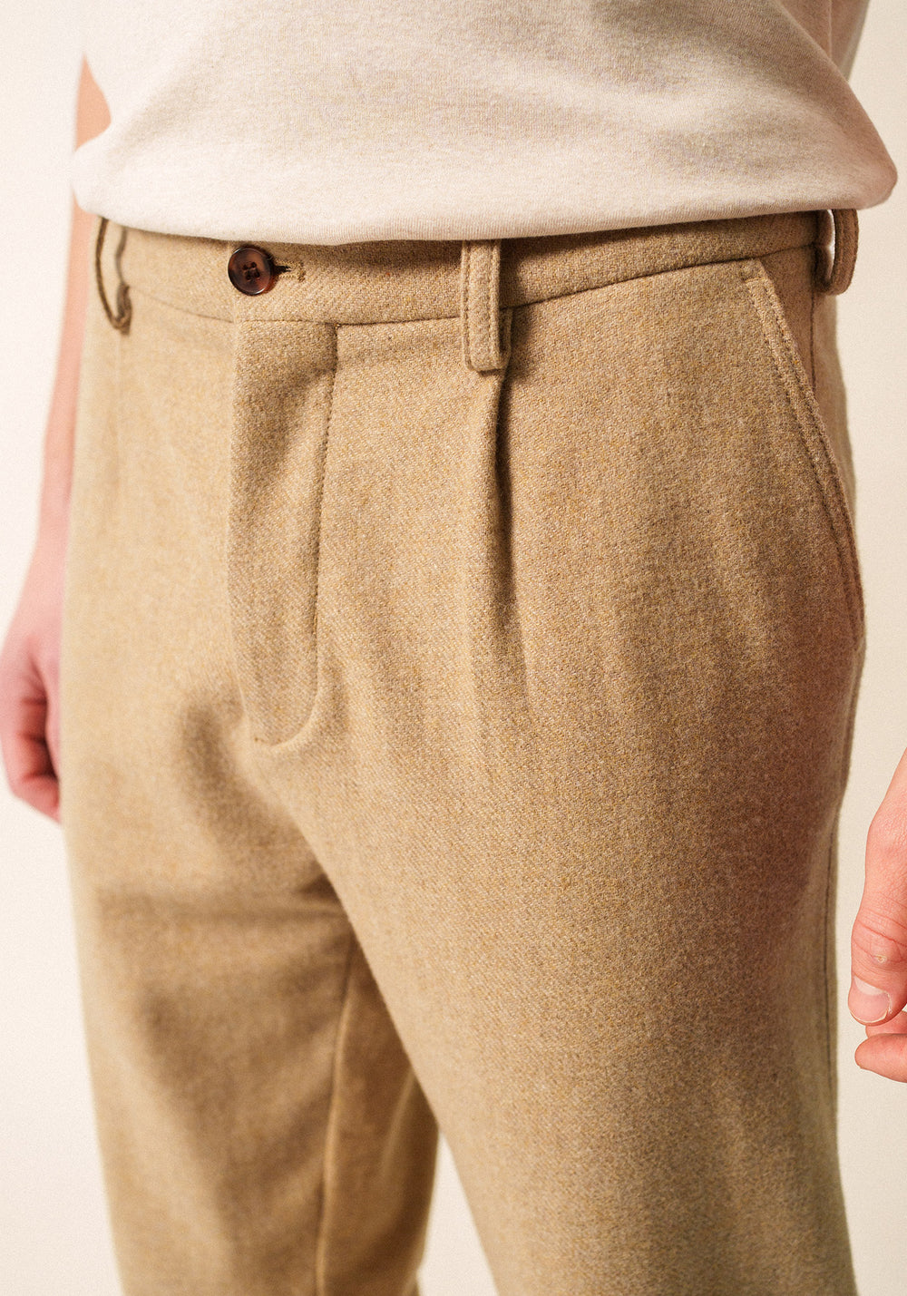 Pantalones de franela Andreas - corte recto (BEIGE FONCE)