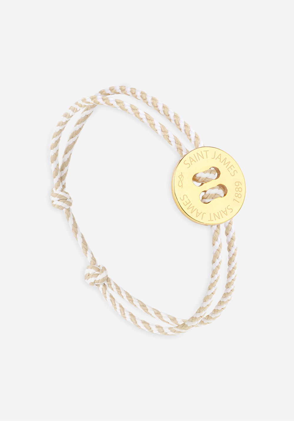 Pulsera con botones x Le Vent à la Française (ORO/RAYAS BLANCAS/BEIGE)