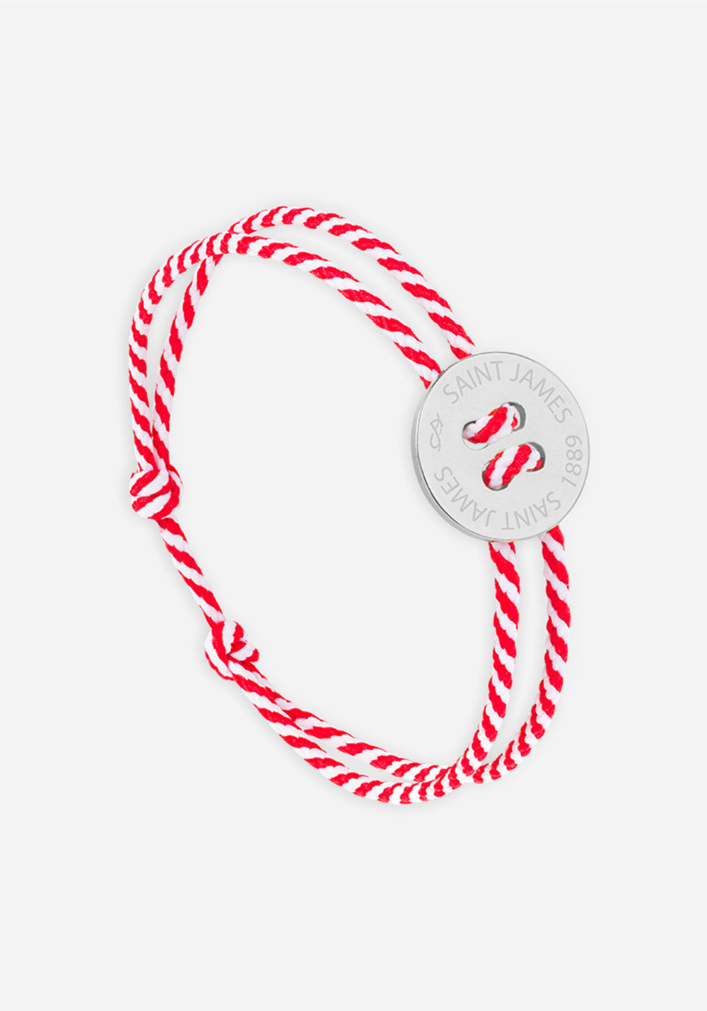 Pulsera con botones x Le Vent à la Française (PLATA/RAYAS BLANCAS/ROJO)