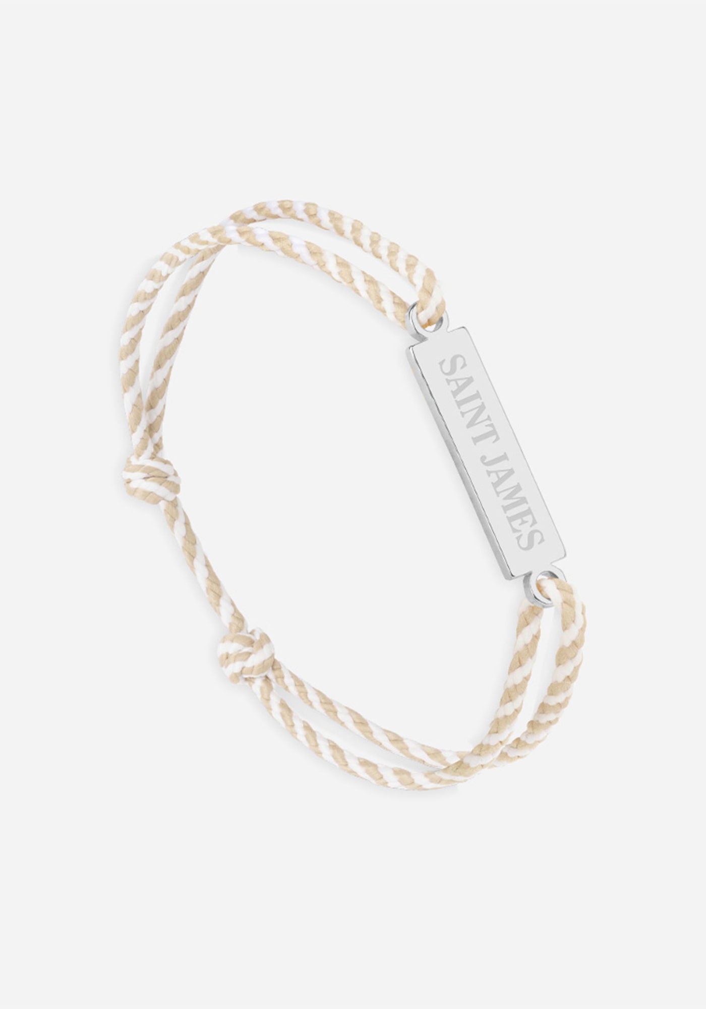 Pulsera con logotipo x Le Vent à la Française (PLATA/RAYAS BLANCAS/BEIGE)