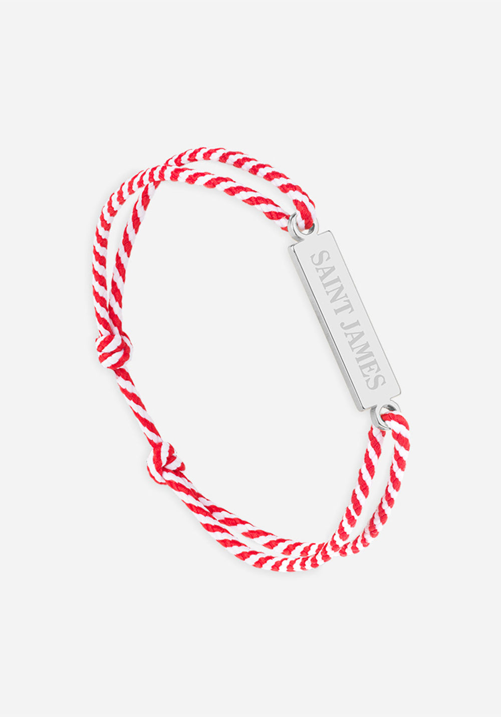 Pulsera con logotipo x Le Vent à la Française (PLATA/RAYAS BLANCAS/ROJO)