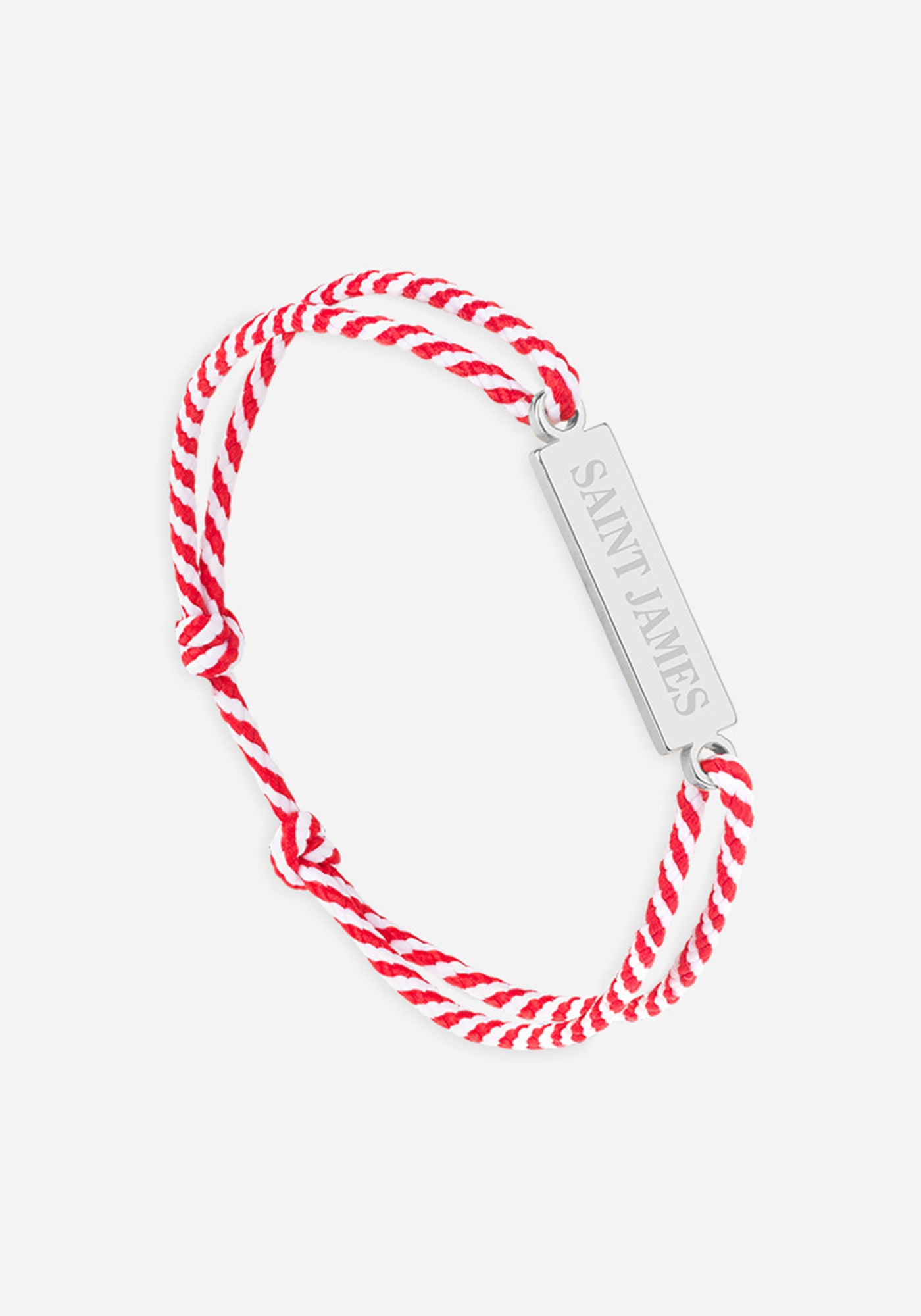 Pulsera con logotipo x Le Vent à la Française (PLATA/RAYAS BLANCAS/ROJO)