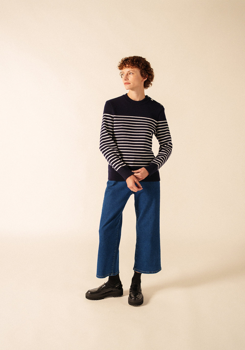 Glow-In-The-Dark Binic Striped Jumper - en lana (MARINE/PHOSPHORESCENT)