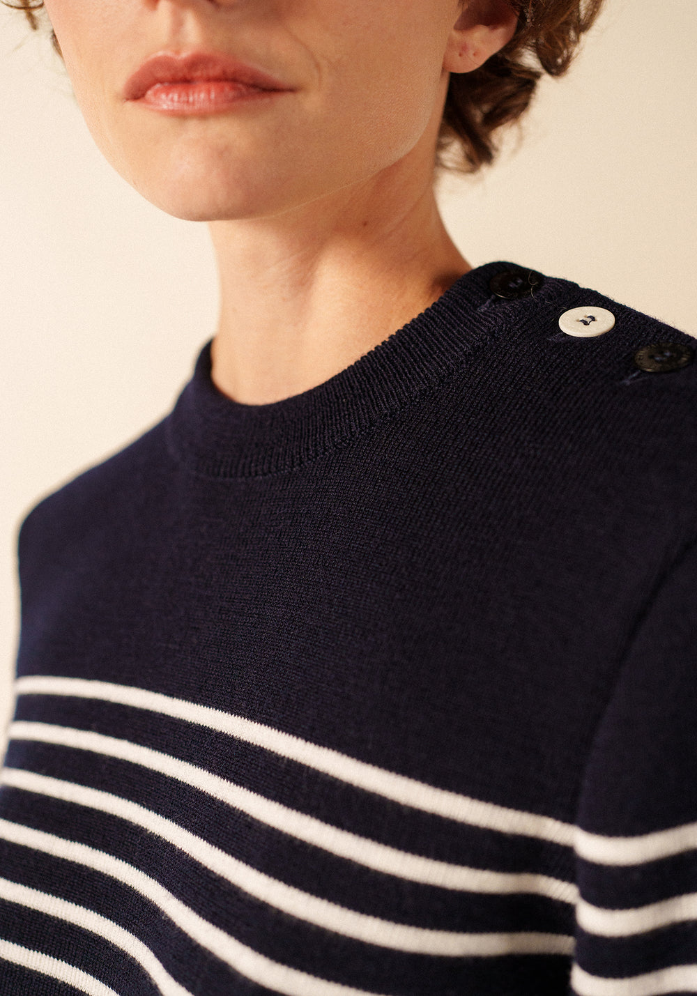 Glow-In-The-Dark Binic Striped Jumper - en lana (MARINE/PHOSPHORESCENT)