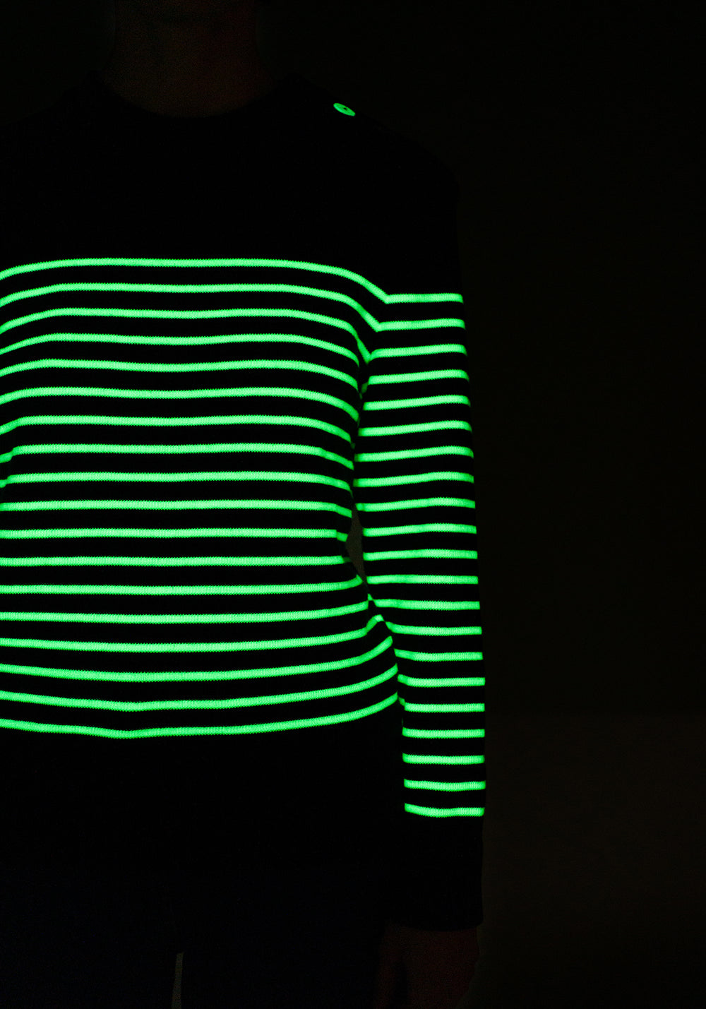 Glow-In-The-Dark Binic Striped Jumper - en lana (MARINE/PHOSPHORESCENT)