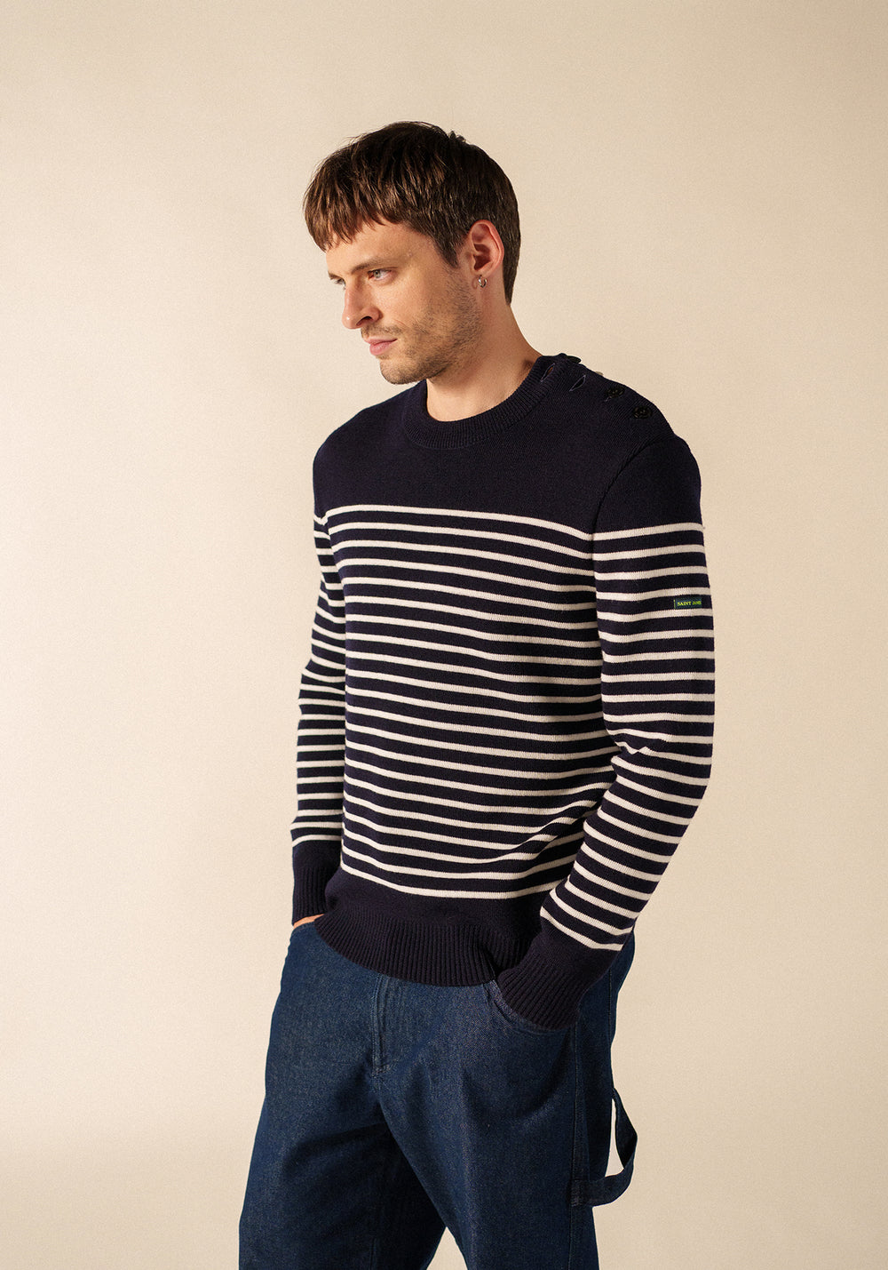 Glow-In-The-Dark Binic Striped Jumper - en lana (MARINE/PHOSPHORESCENT)